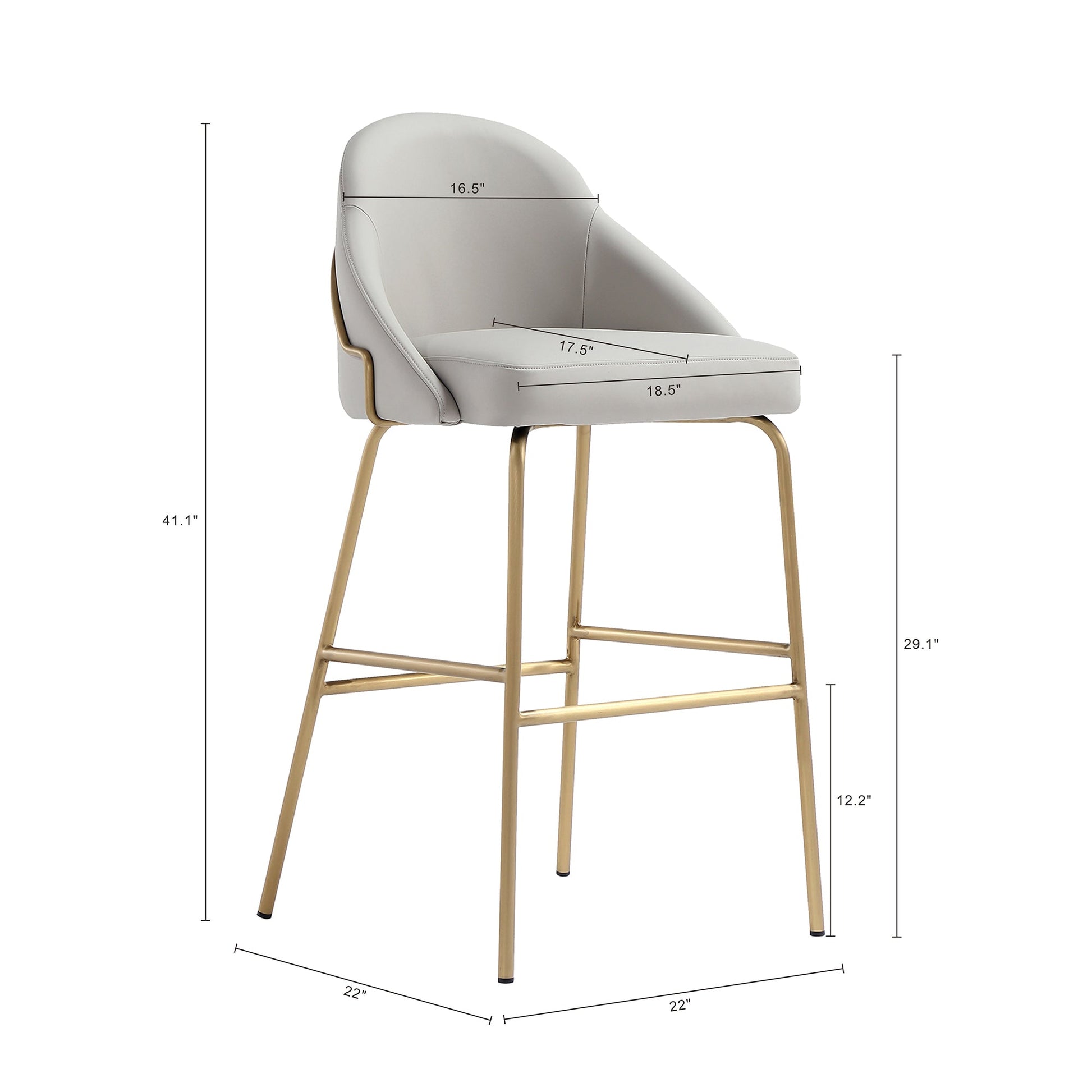 Gracie Barstool in Stone and Gold (set of 2) - Ornate Home