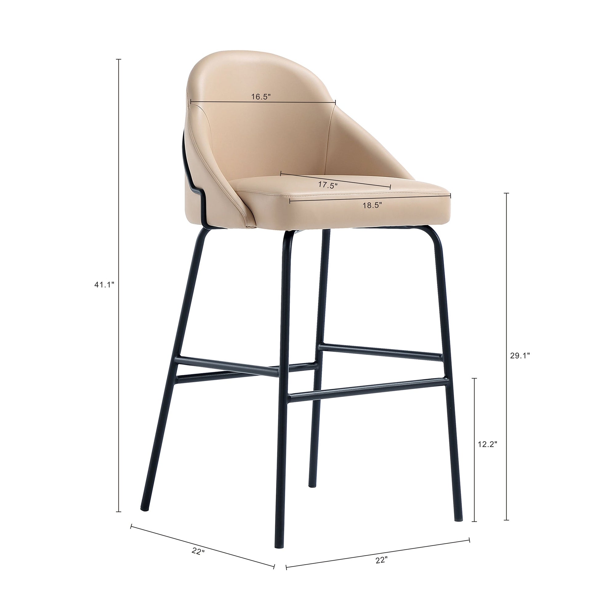 Gracie Barstool in Tan and Black (set of 3) - Ornate Home