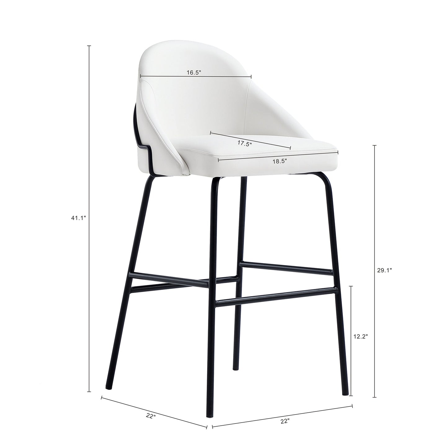 Gracie Barstool in White and Black - Ornate Home