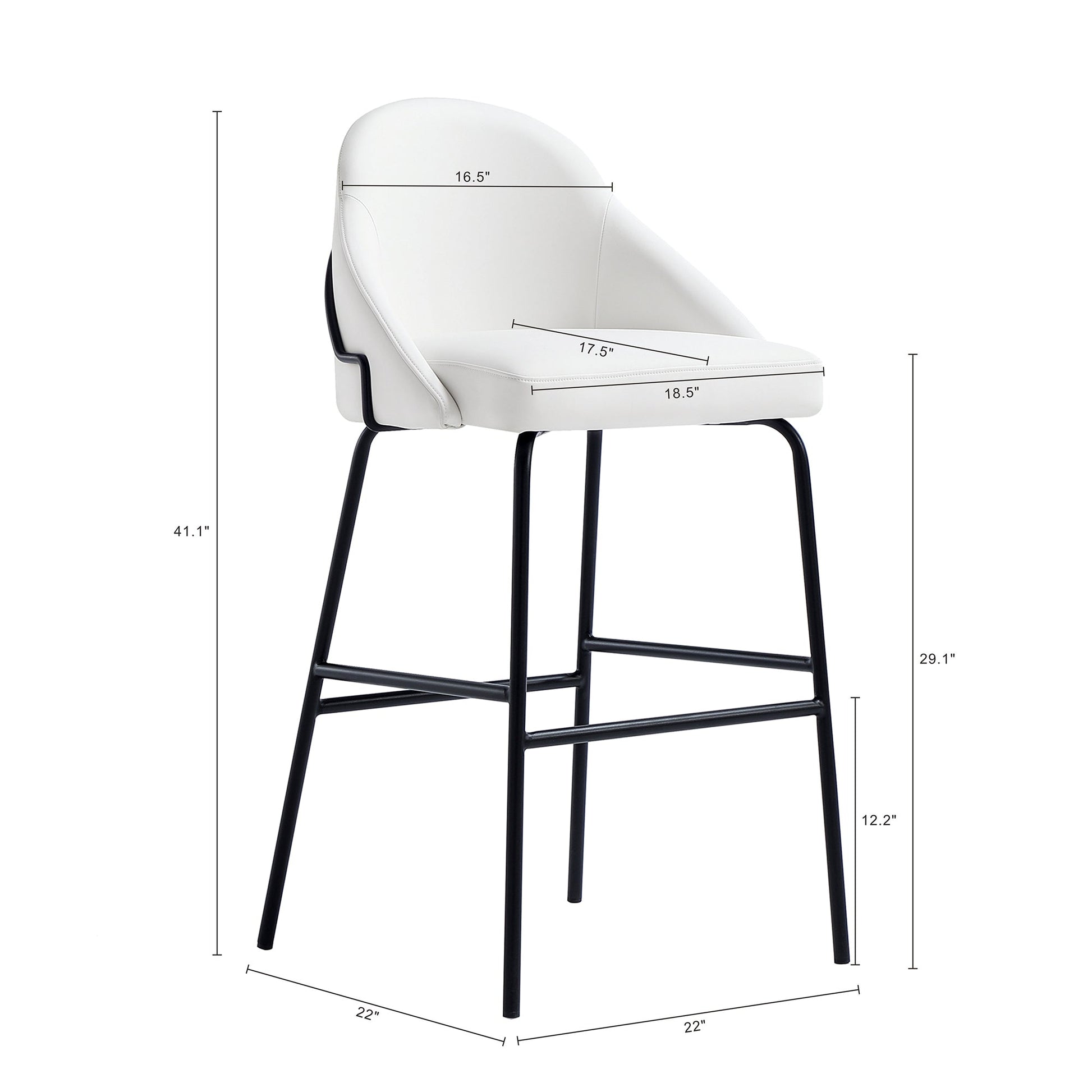 Gracie Barstool in White and Black - Ornate Home