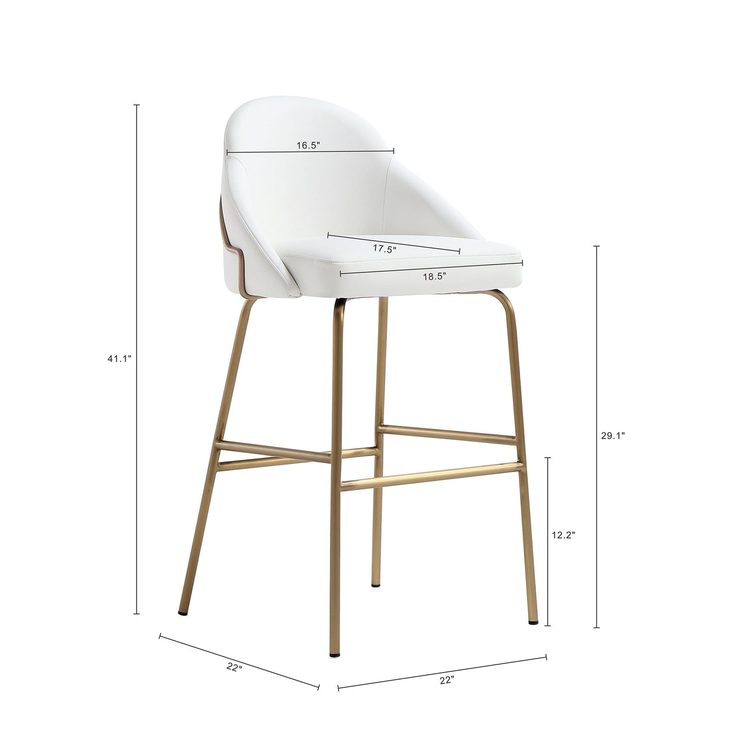 Gracie Barstool in White and Gold (set of 2) - Ornate Home