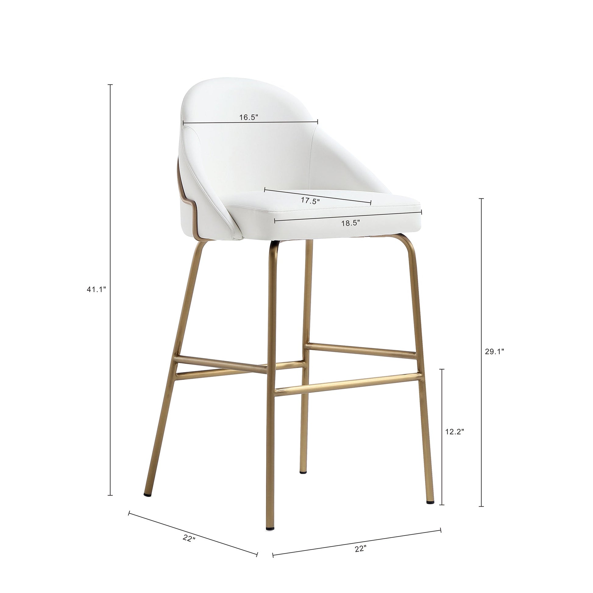 Gracie Barstool in White and Gold (set of 2) - Ornate Home
