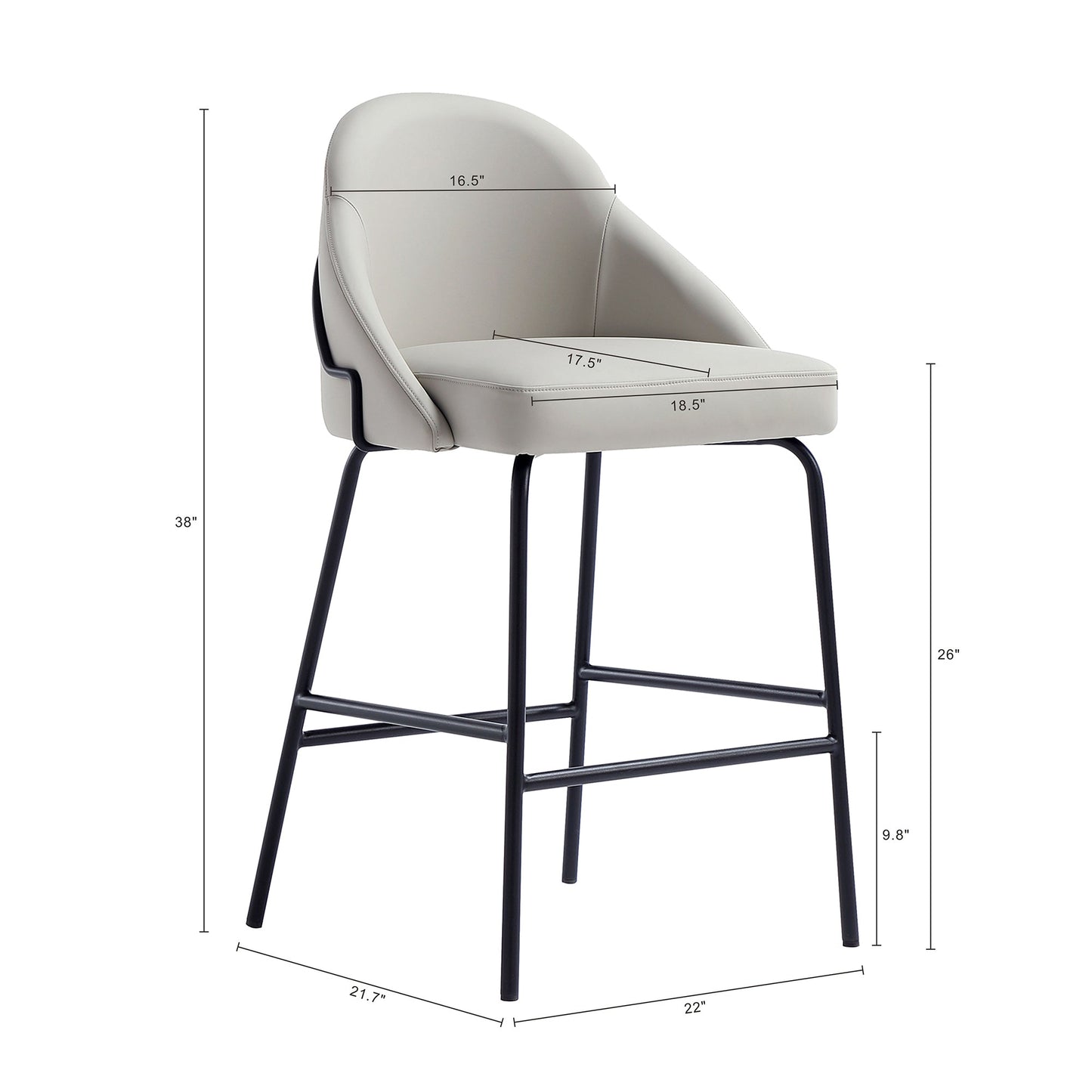 Gracie Counter Stool in Stone and Black - Ornate Home