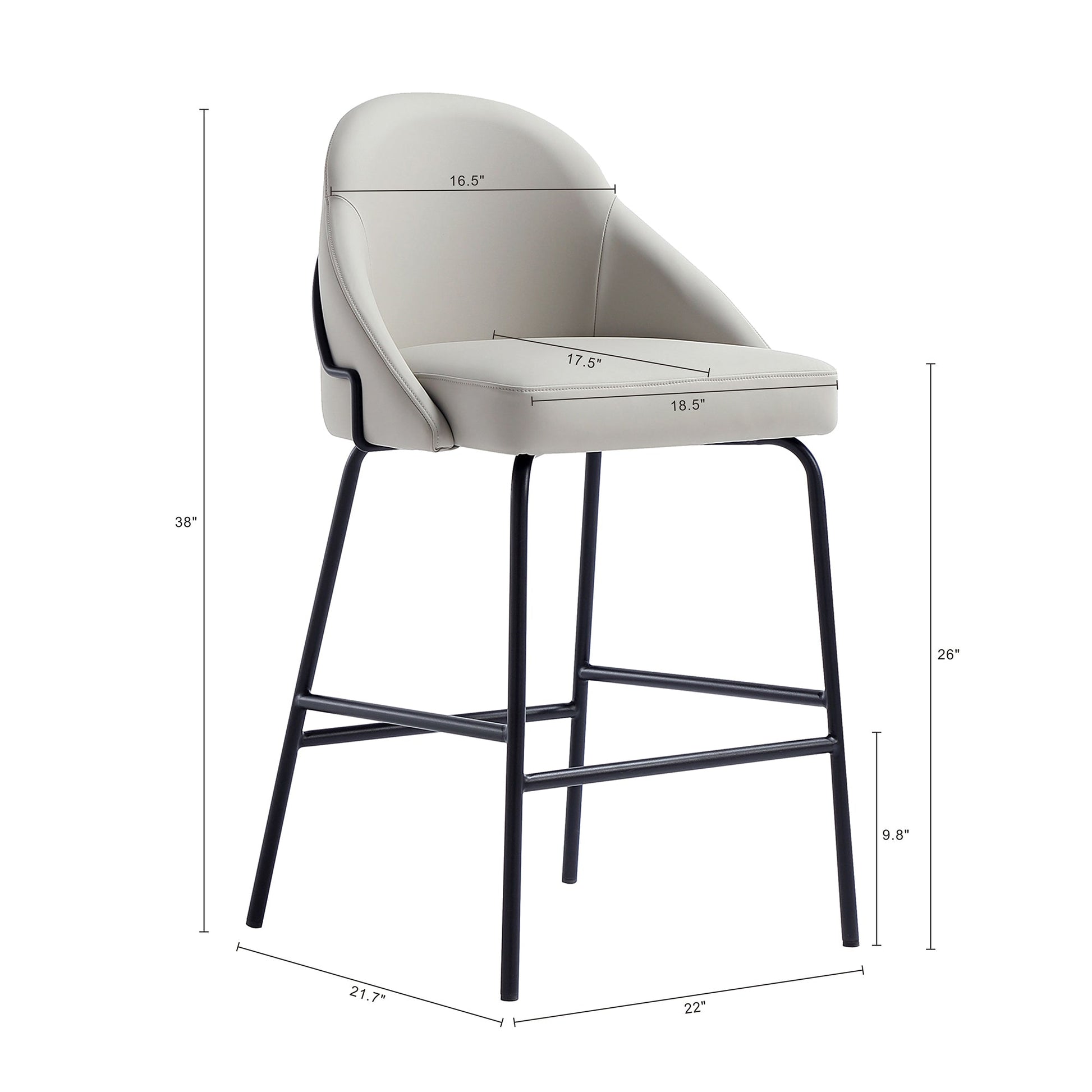 Gracie Counter Stool in Stone and Black (set of 3) - Ornate Home