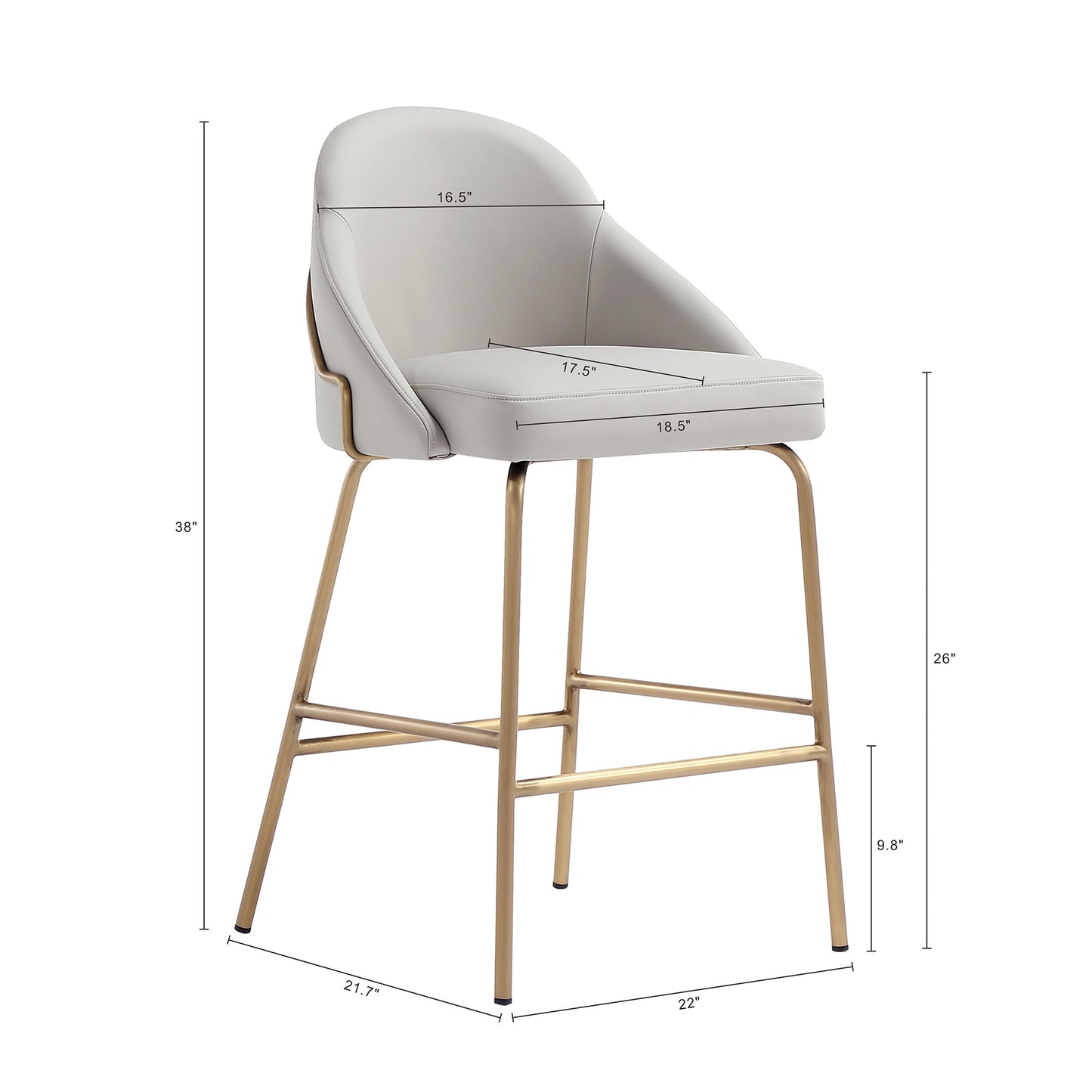 Gracie Counter Stool in Stone and Gold - Ornate Home