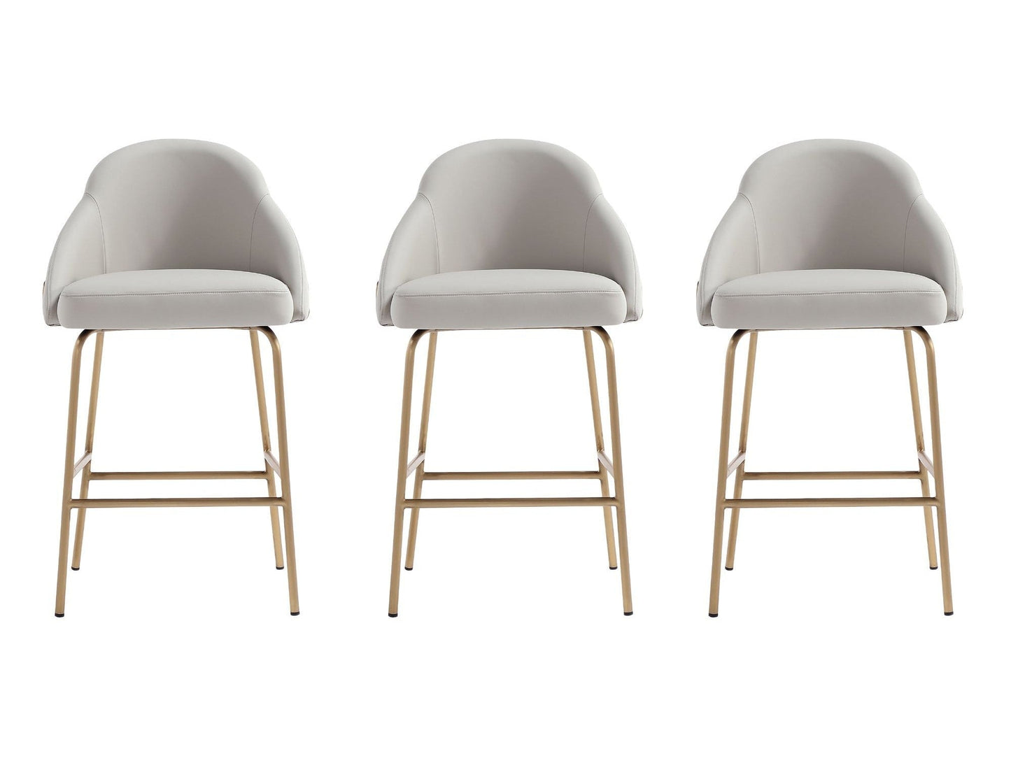 Gracie Counter Stool in Stone and Gold (set of 3) - Ornate Home