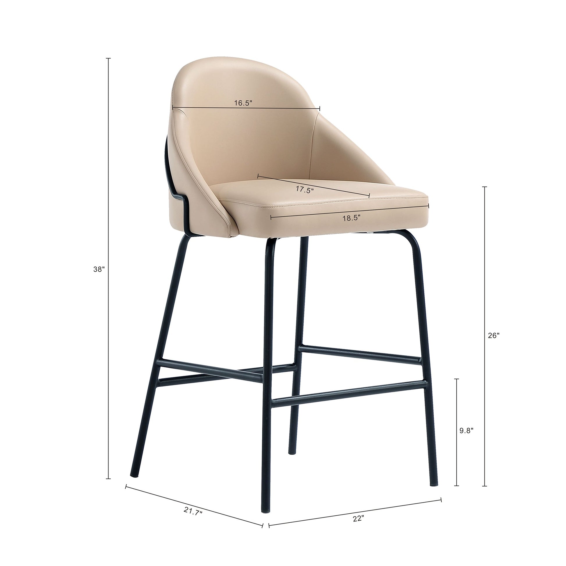 Gracie Counter Stool in Tan and Black - Ornate Home