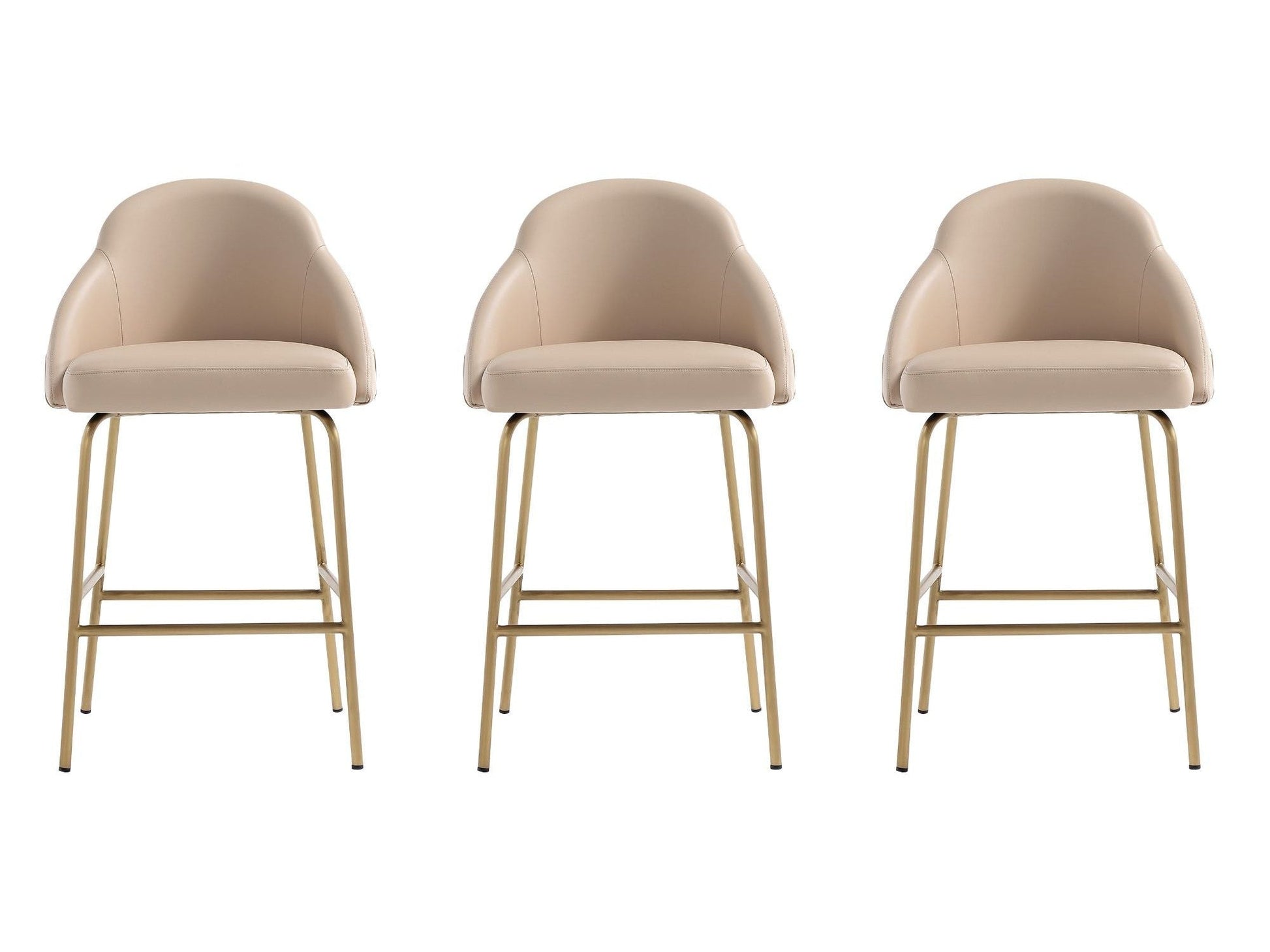 Gracie Counter Stool in Tan and Gold (set of 3) - Ornate Home