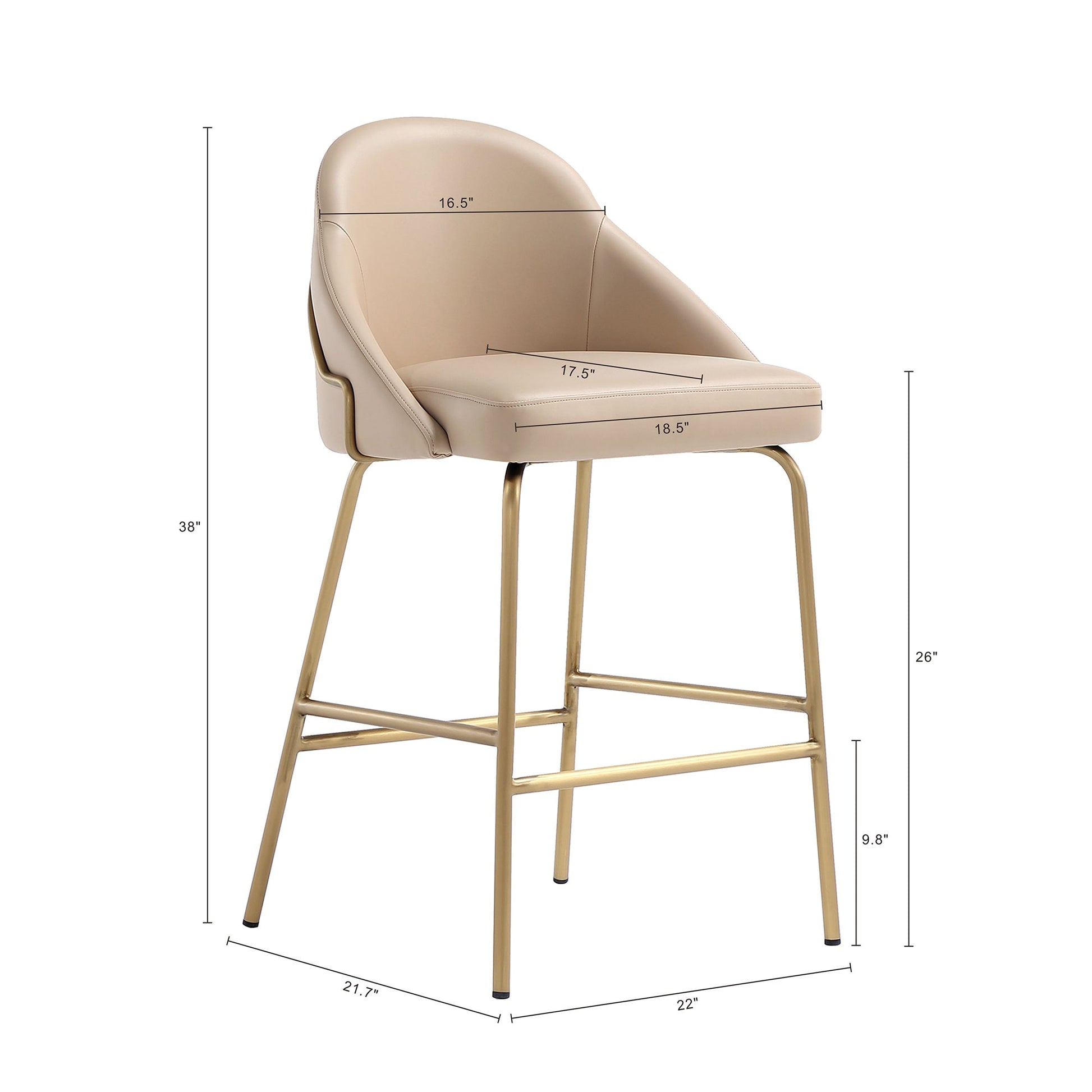 Gracie Counter Stool in Tan and Gold (set of 3) - Ornate Home