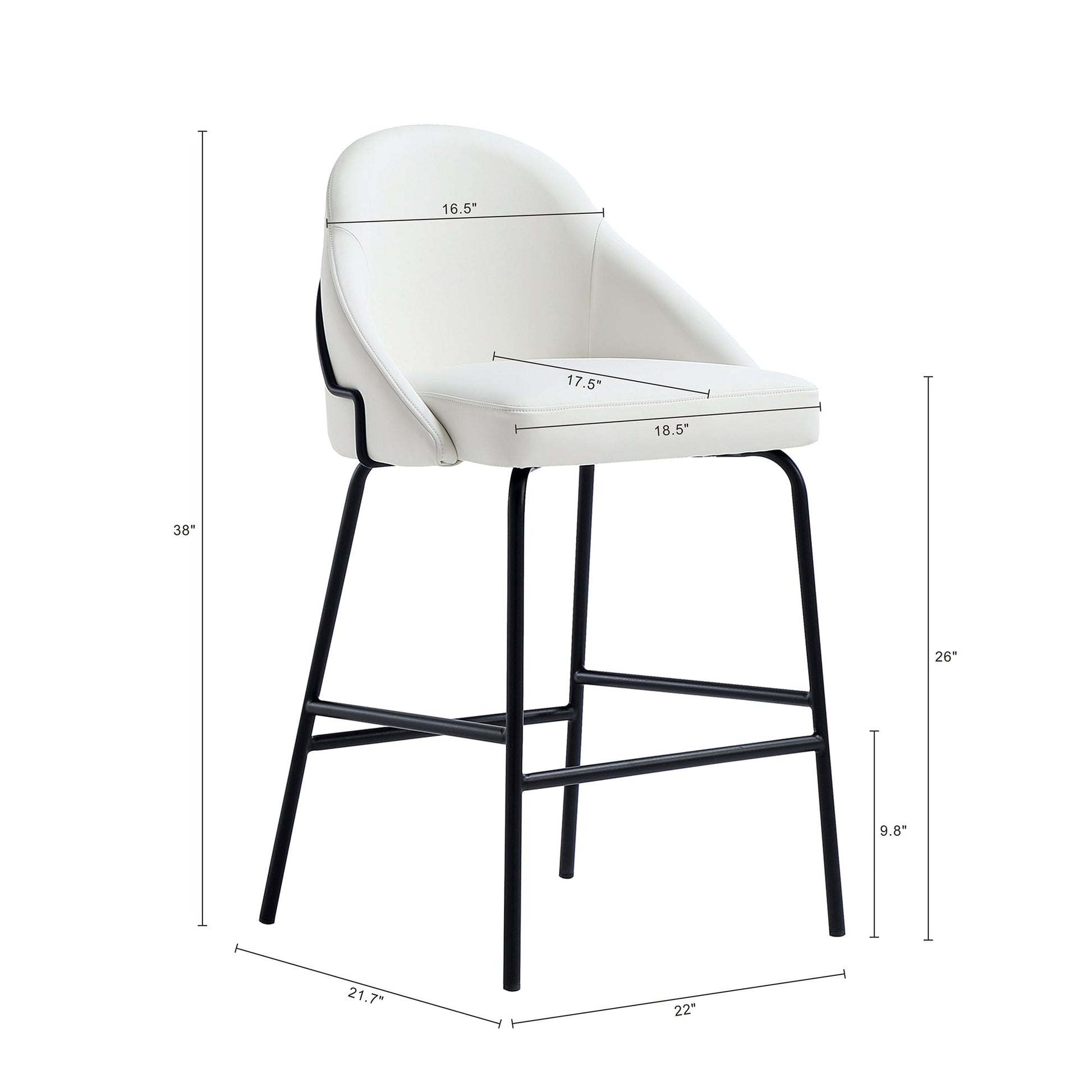 Gracie Counter Stool in White and Black - Ornate Home