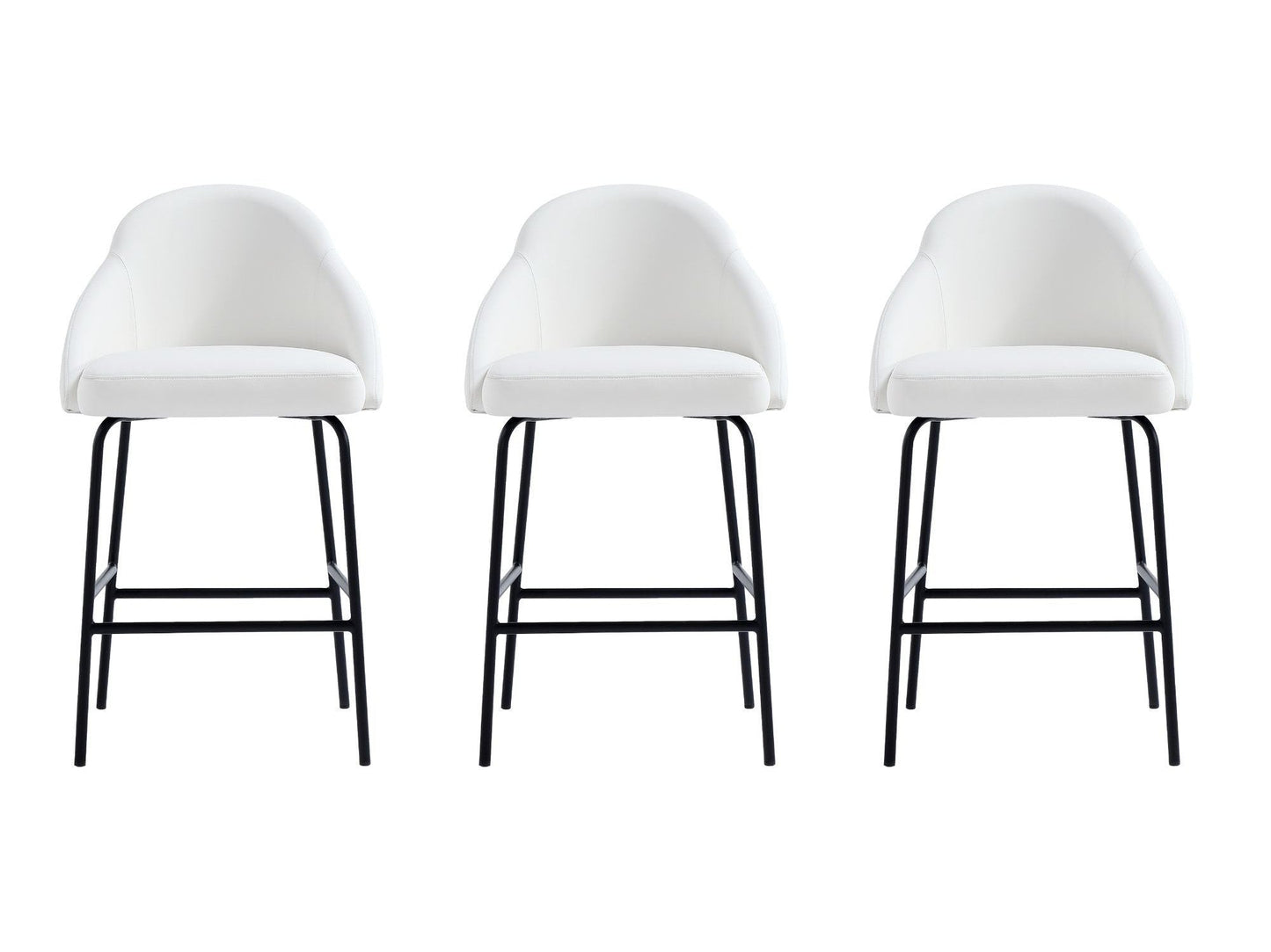 Gracie Counter Stool in White and Black (set of 3) - Ornate Home