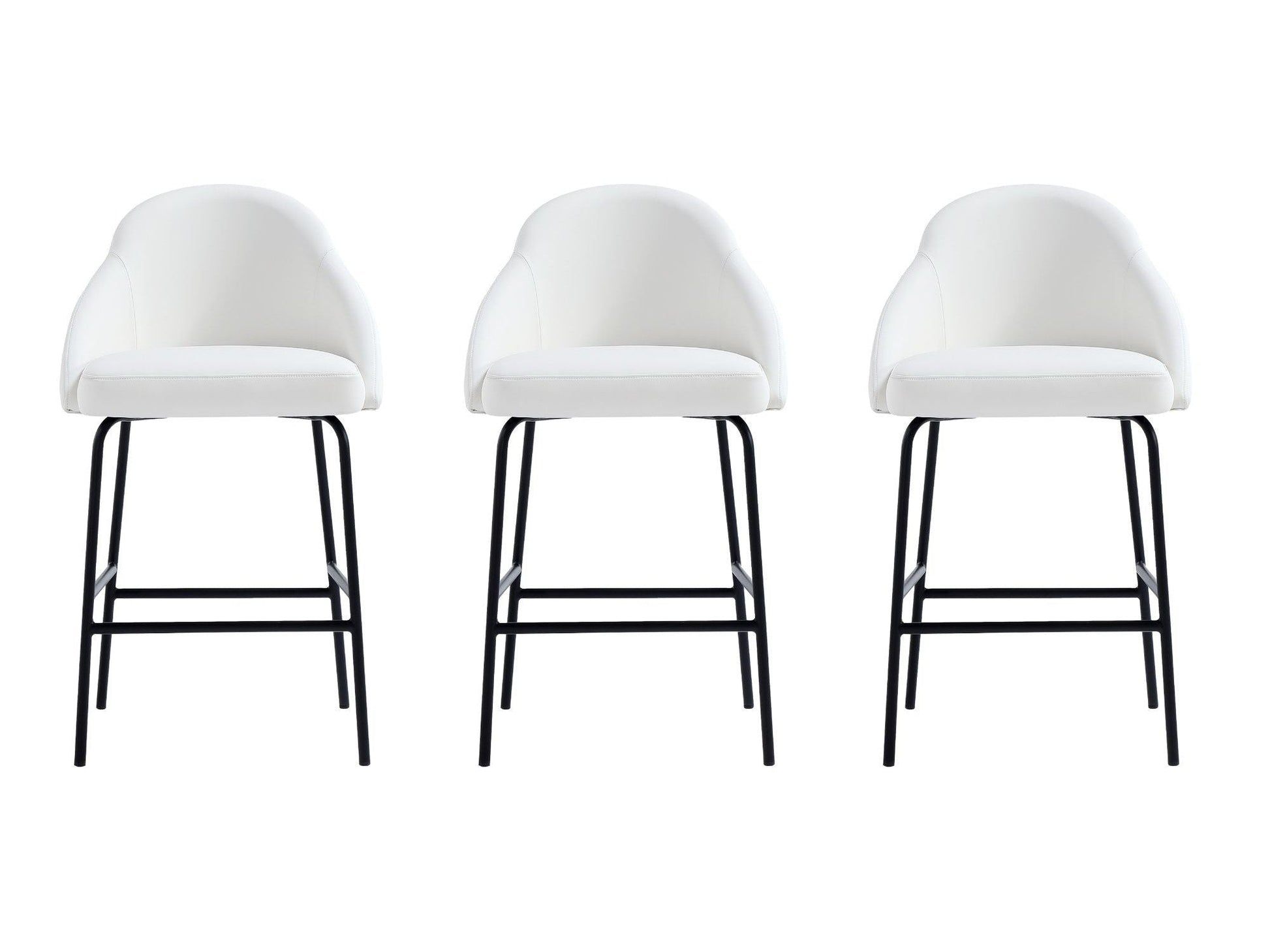 Gracie Counter Stool in White and Black (set of 3) - Ornate Home