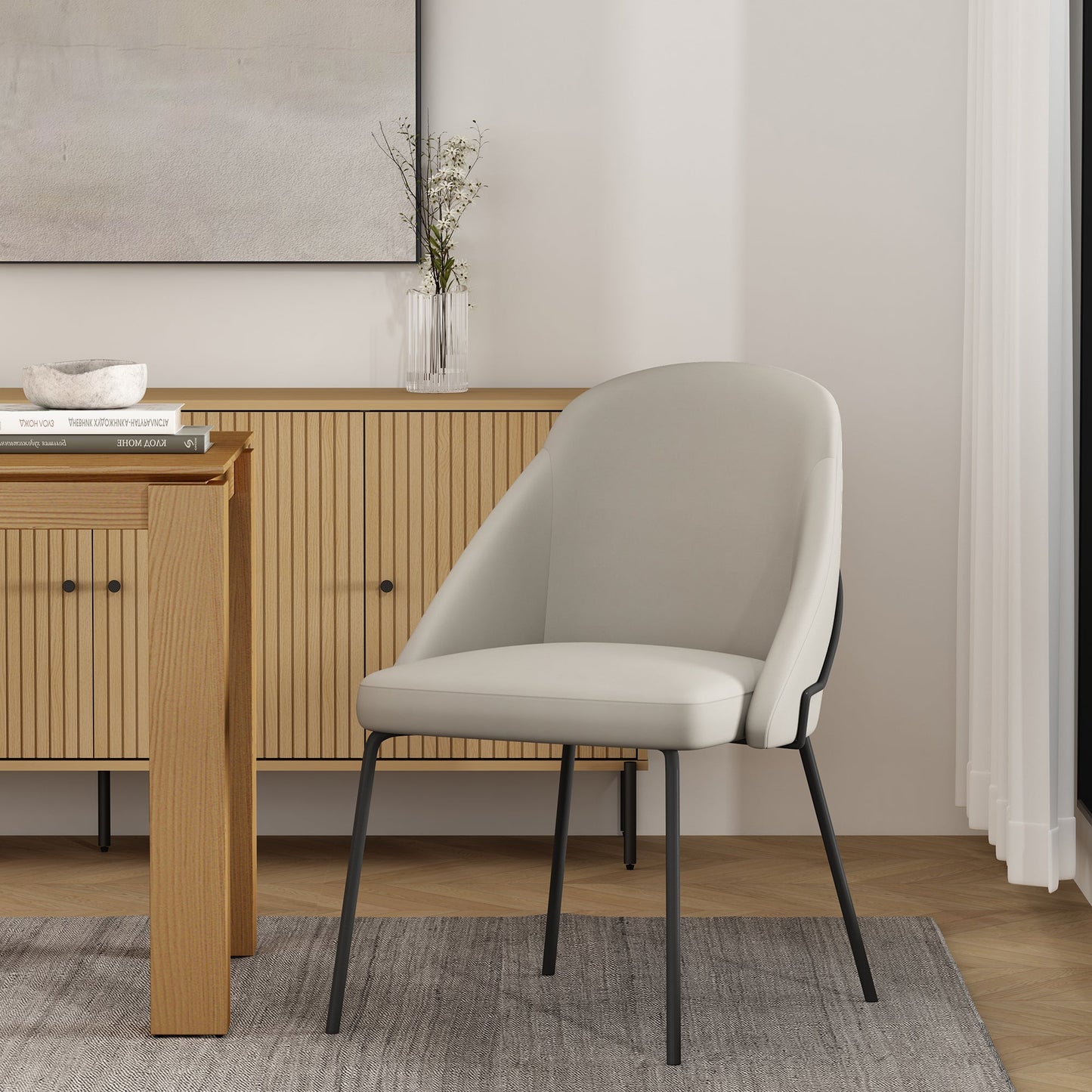 Gracie Dining Chair in Stone and Black - Ornate Home