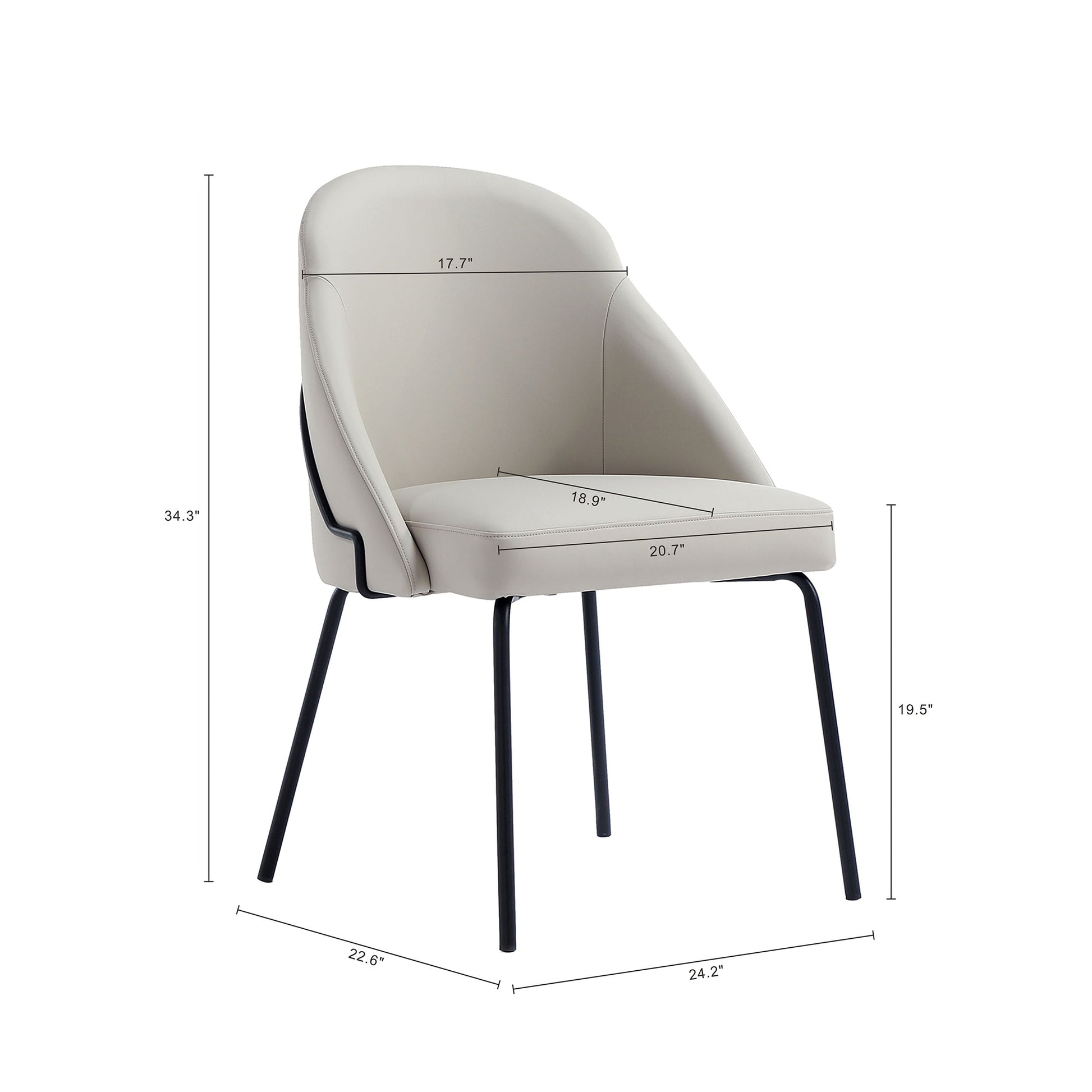 Gracie Dining Chair in Stone and Black - Ornate Home