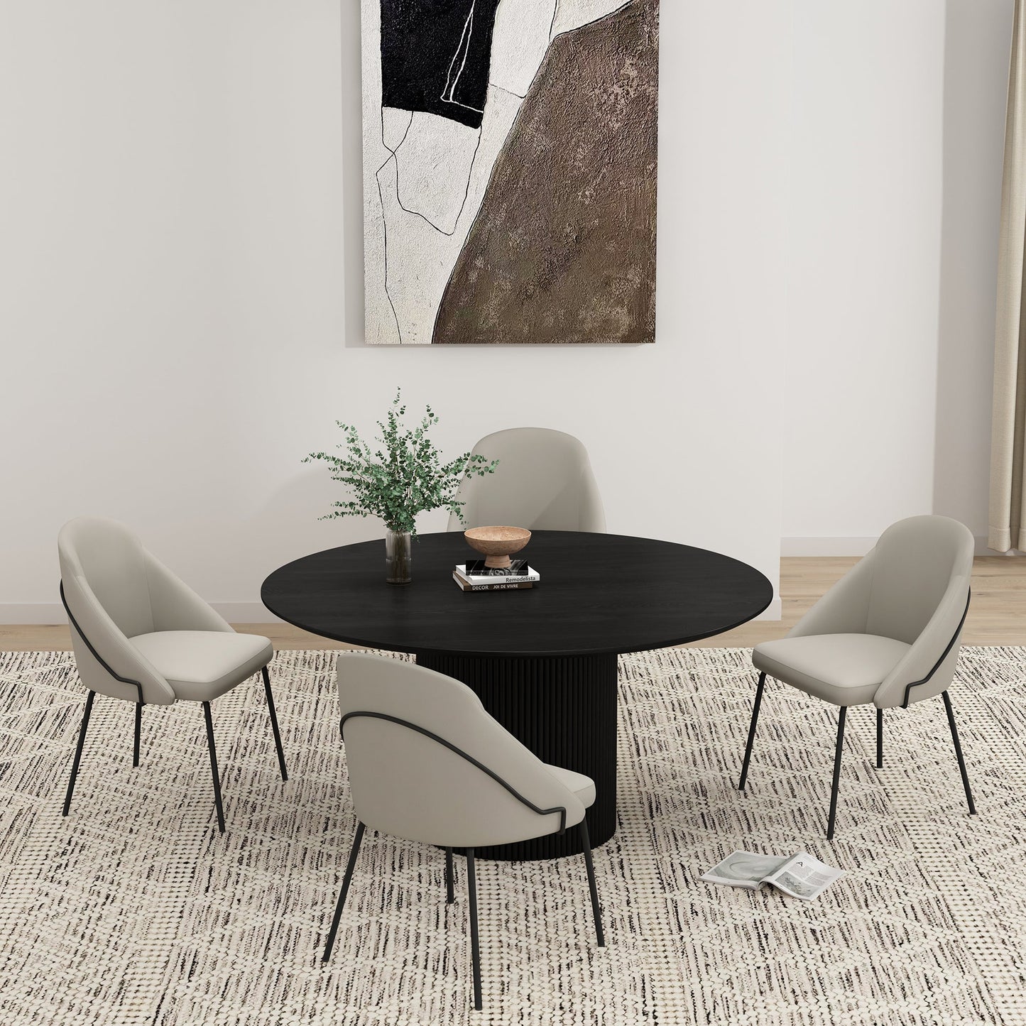 Gracie Dining Chair in Stone and Black (set of 4) - Ornate Home