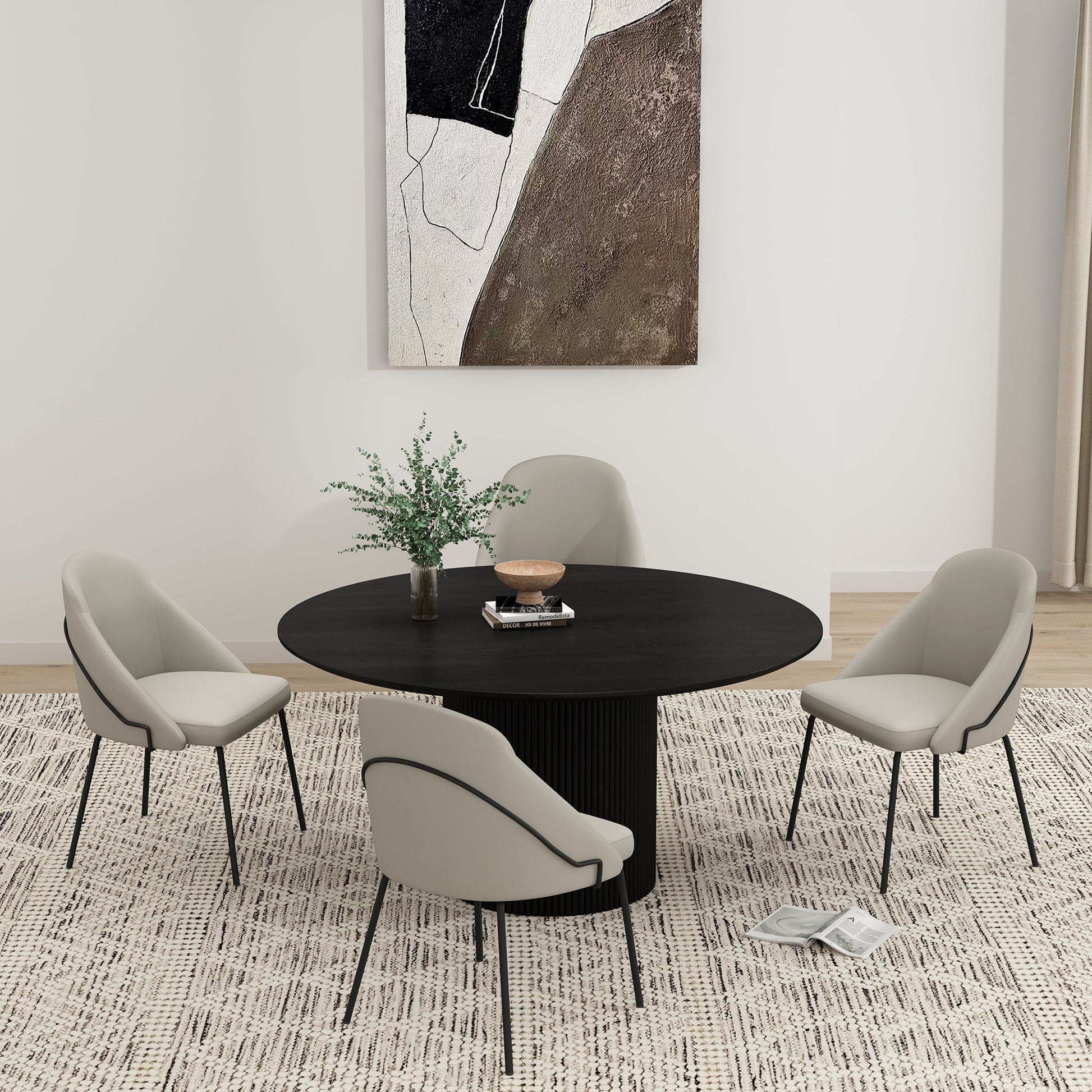 Gracie Dining Chair in Stone and Black (set of 4) - Ornate Home