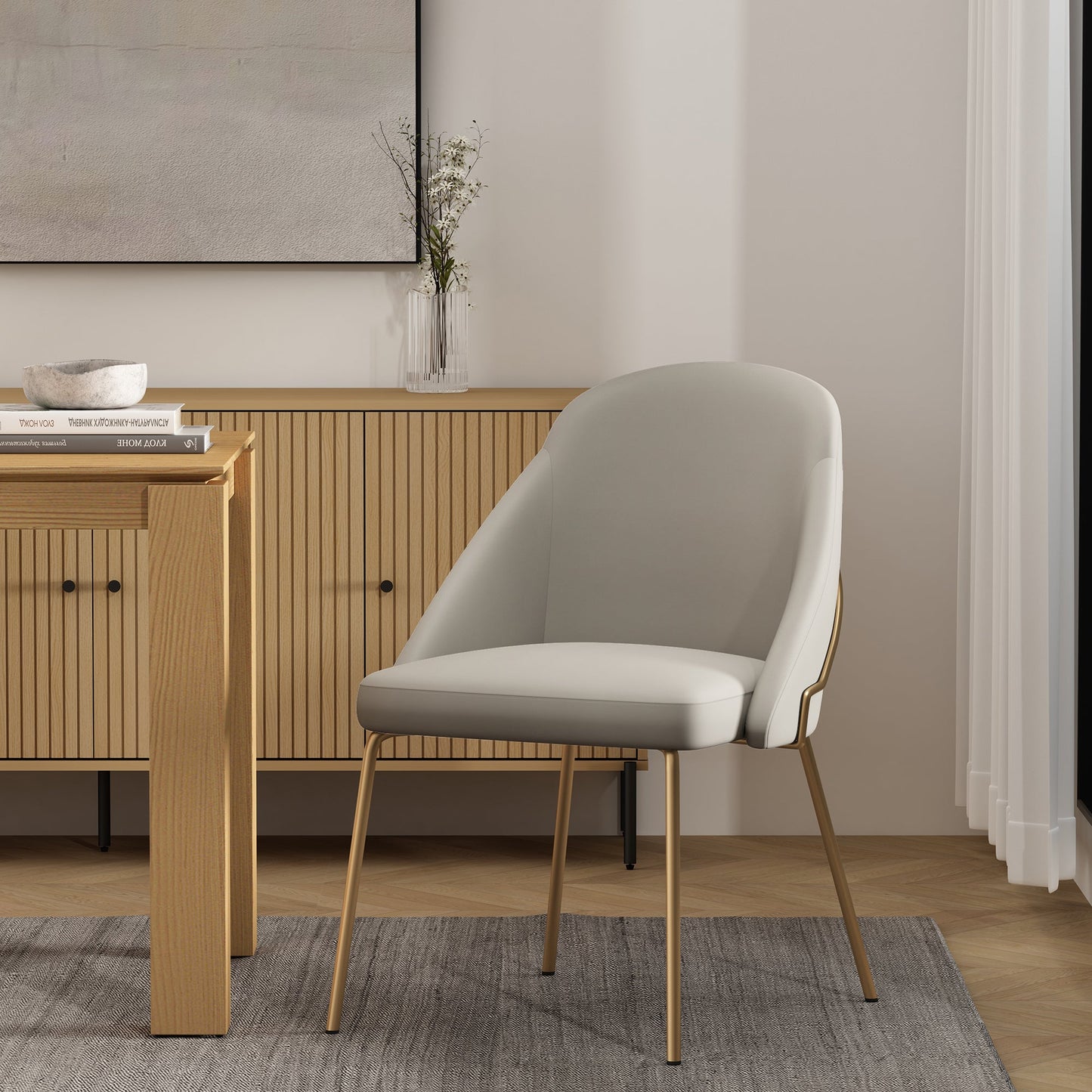 Gracie Dining Chair in Stone and Gold - Ornate Home