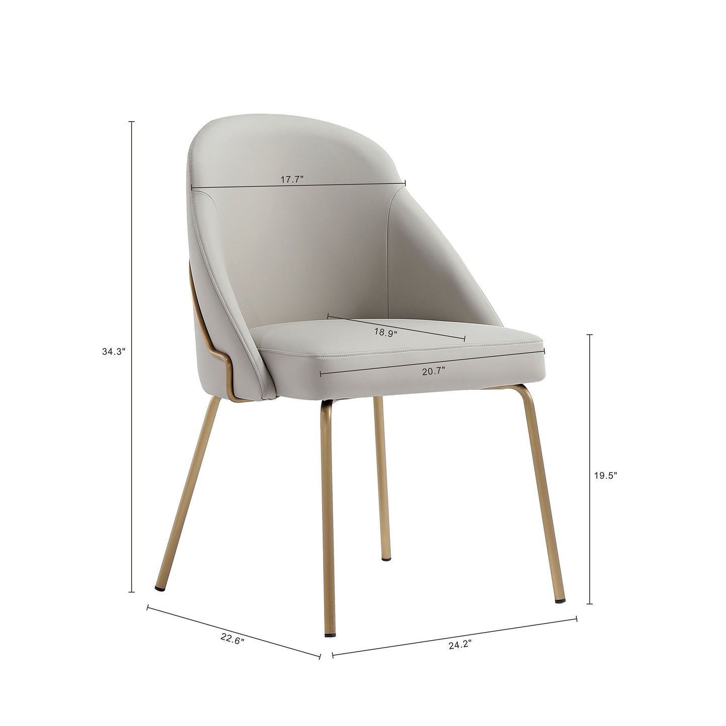Gracie Dining Chair in Stone and Gold - Ornate Home