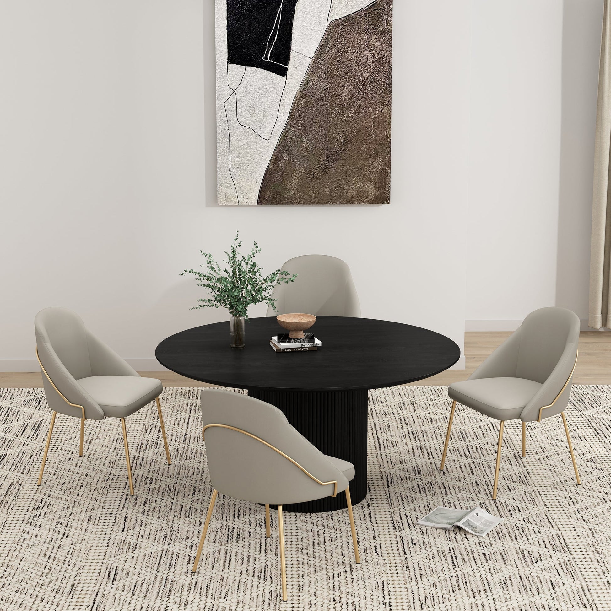 Gracie Dining Chair in Stone and Gold (set of 4) - Ornate Home