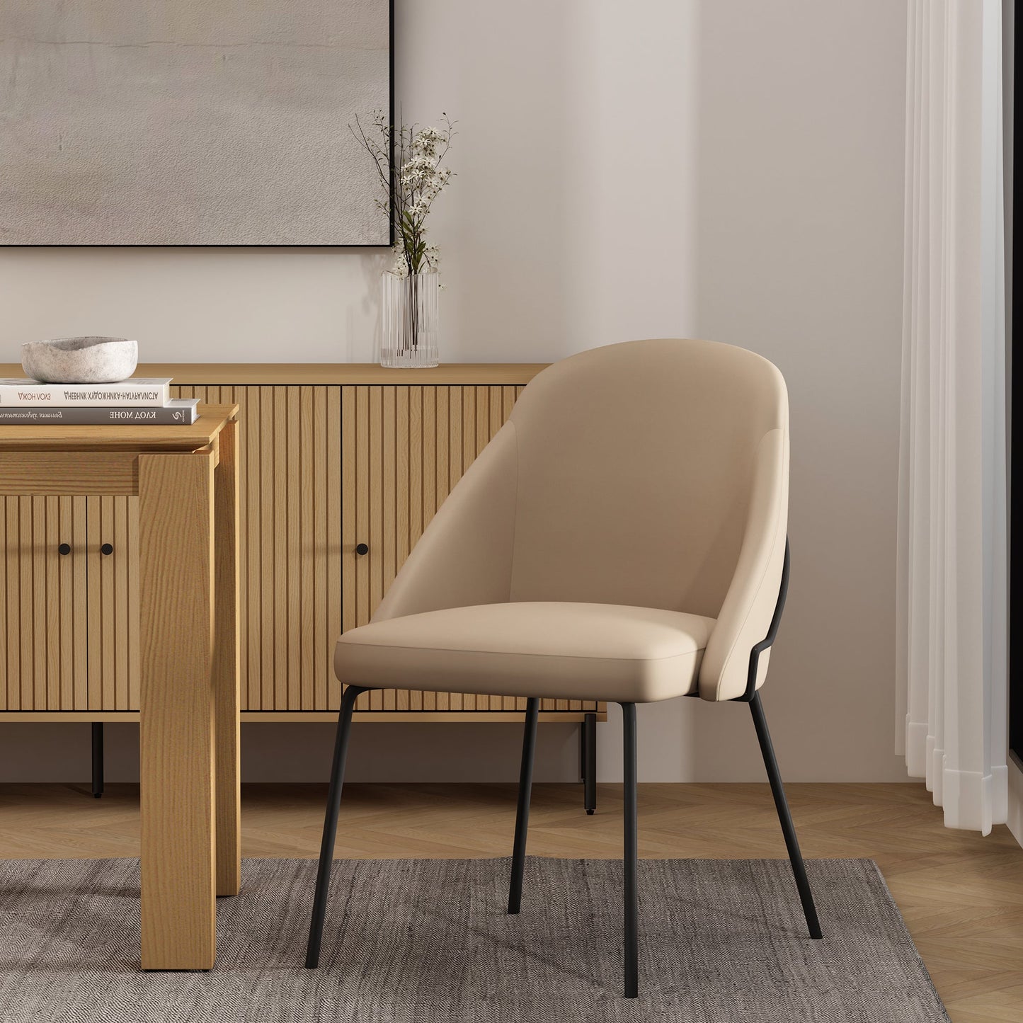 Gracie Dining Chair in Tan and Black - Ornate Home