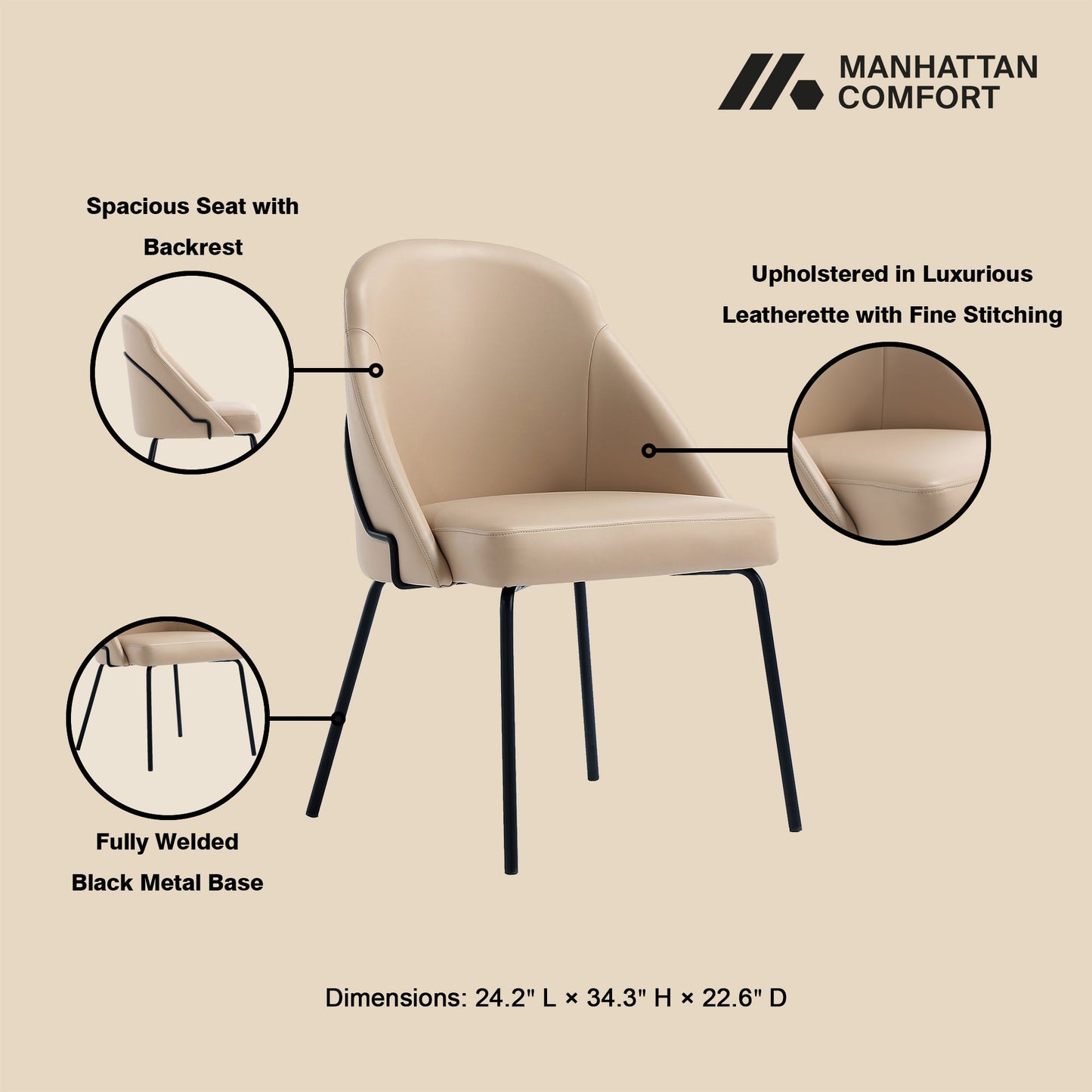 Gracie Dining Chair in Tan and Black - Ornate Home