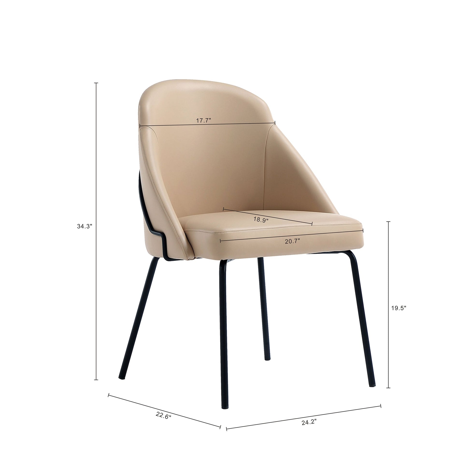 Gracie Dining Chair in Tan and Black (set of 2) - Ornate Home