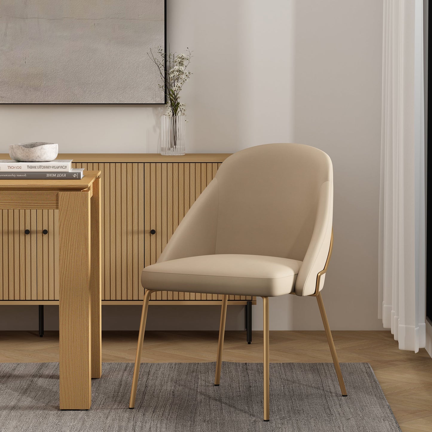 Gracie Dining Chair in Tan and Gold - Ornate Home