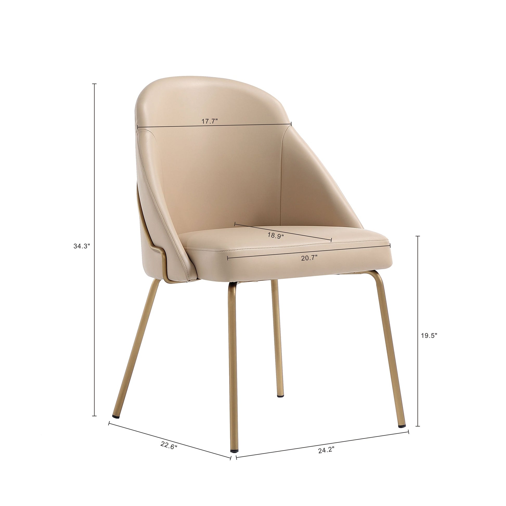 Gracie Dining Chair in Tan and Gold - Ornate Home