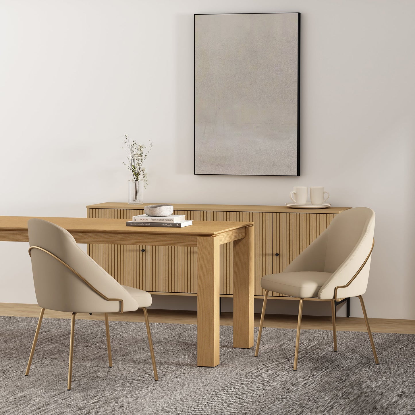 Gracie Dining Chair in Tan and Gold (set of 2) - Ornate Home