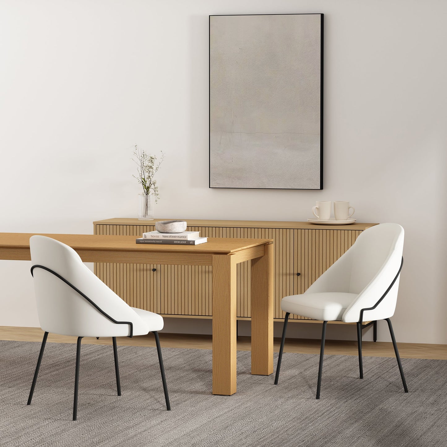 Gracie Dining Chair in White and Black (set of 2) - Ornate Home