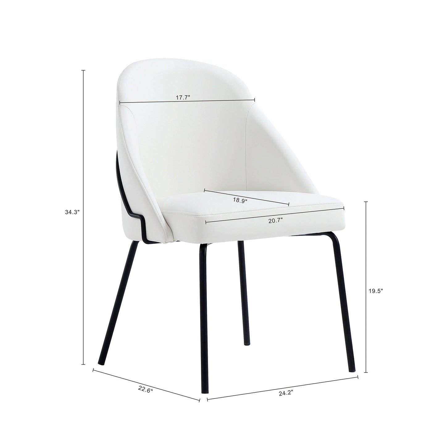 Gracie Dining Chair in White and Black (set of 2) - Ornate Home