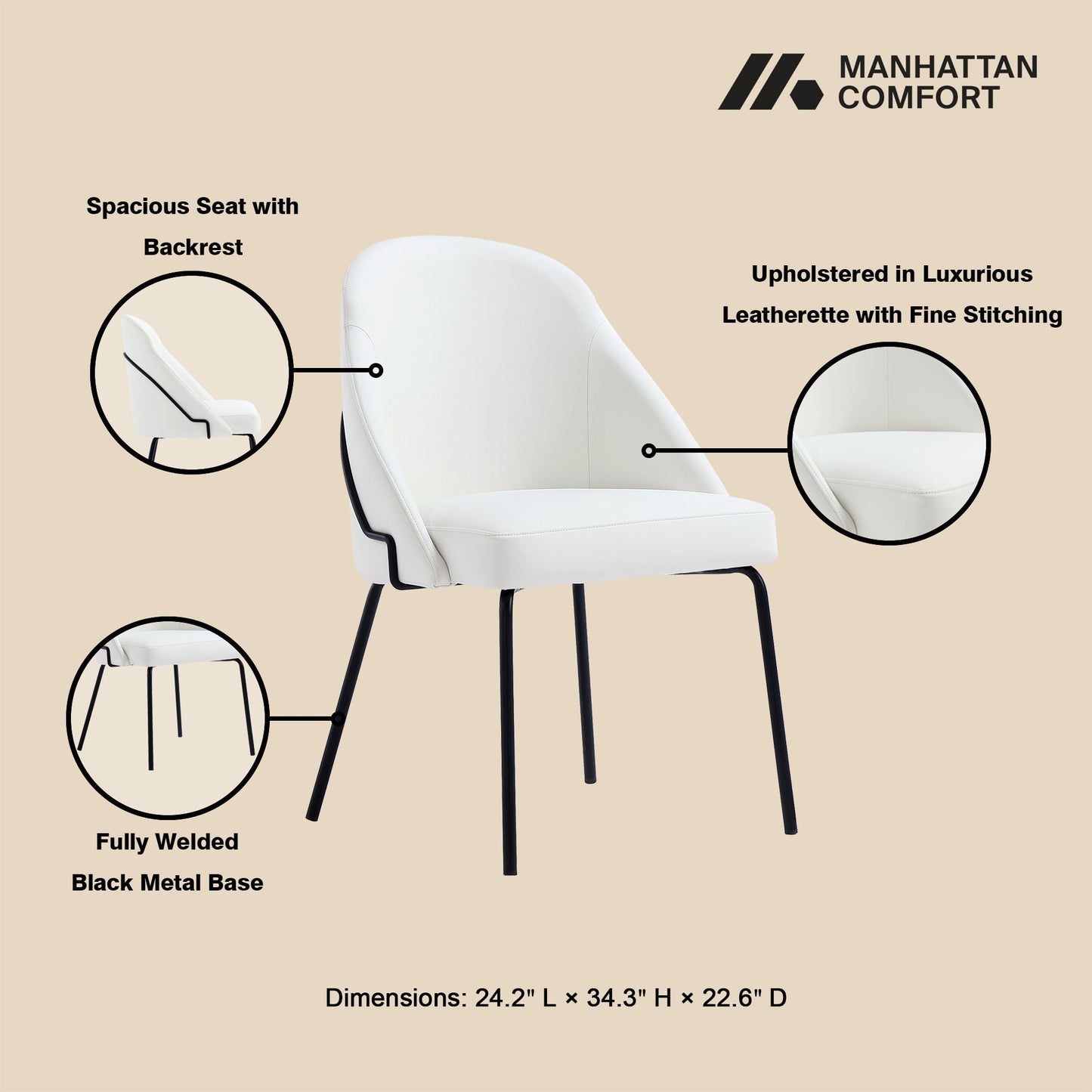 Gracie Dining Chair in White and Black (set of 2) - Ornate Home
