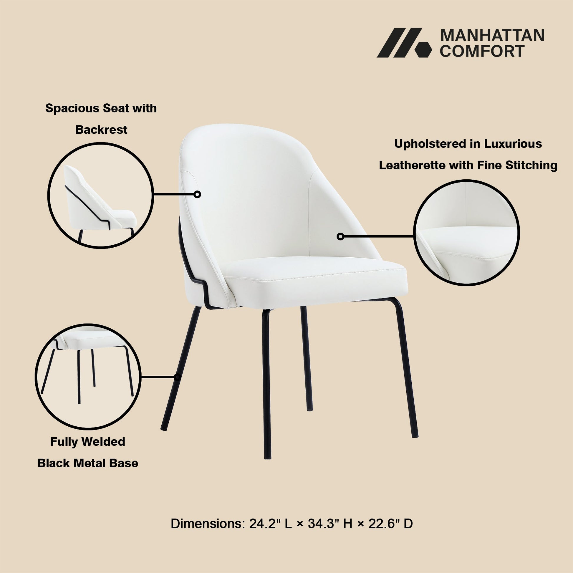 Gracie Dining Chair in White and Black (set of 2) - Ornate Home