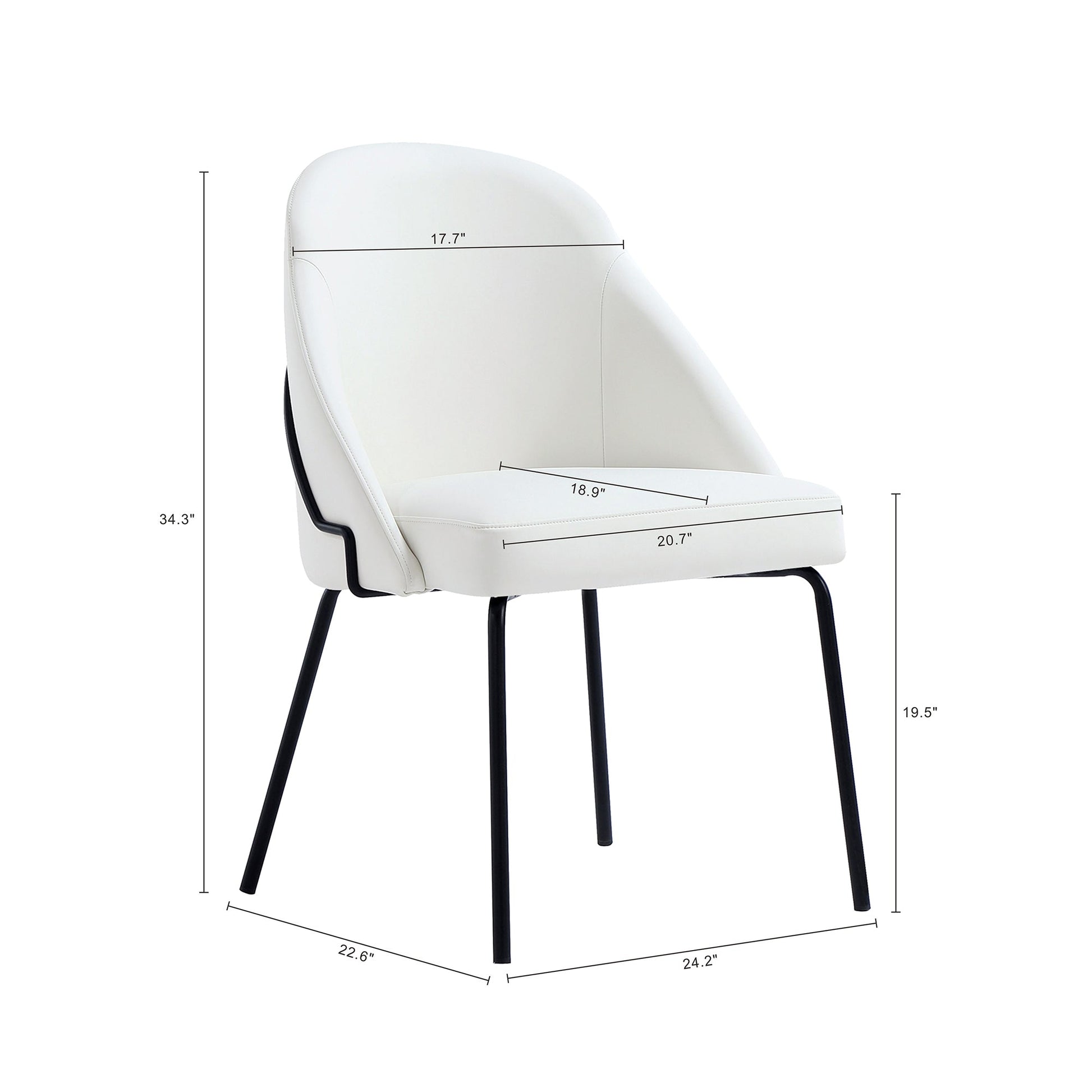 Gracie Dining Chair in White and Black (set of 4) - Ornate Home