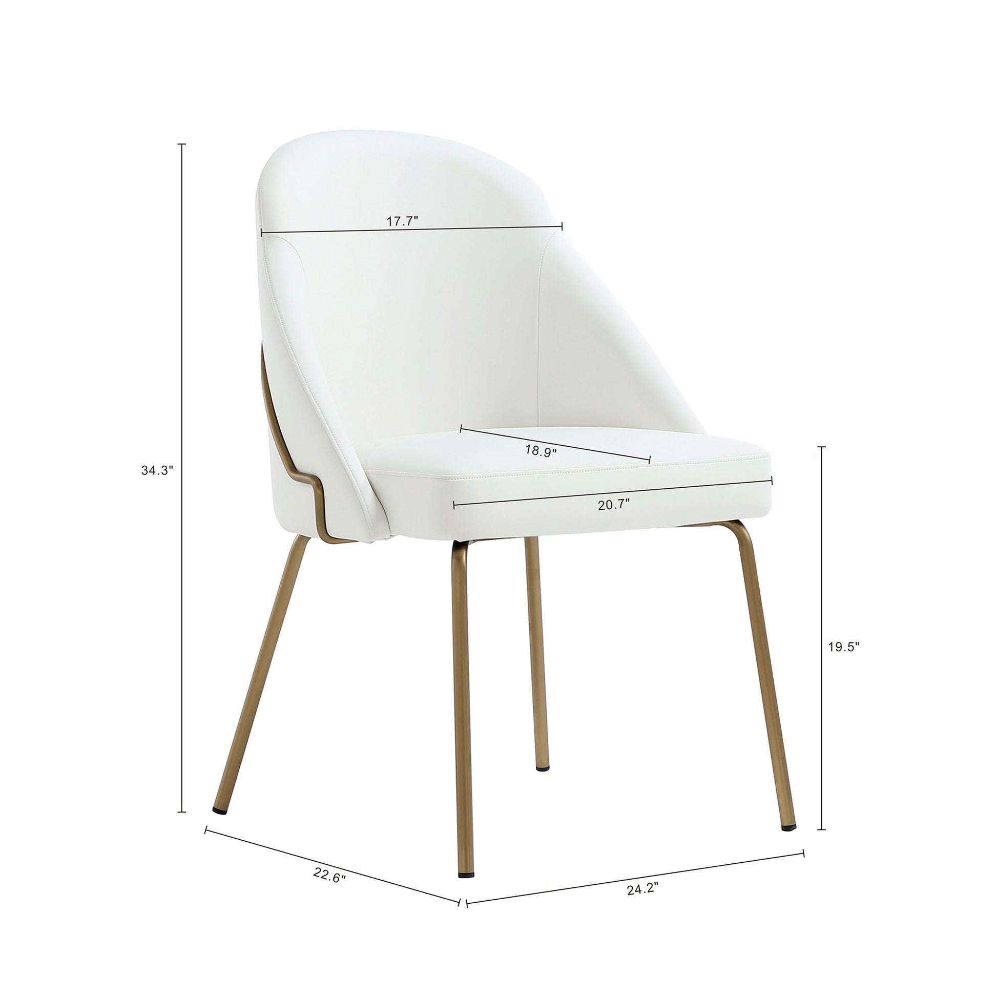 Gracie Dining Chair in White and Gold - Ornate Home