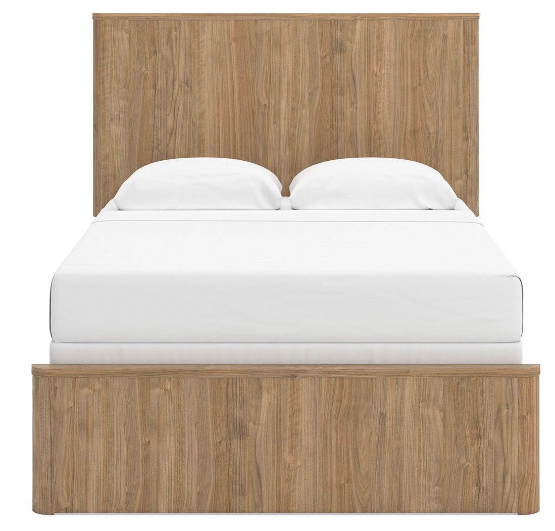 Gramburg Warm Natural Brown Full Panel Bed- Viva Furn