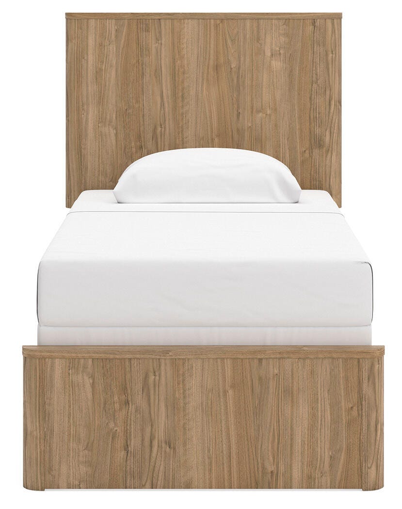Gramburg Warm Natural Brown Twin Panel Bed- Viva Furn