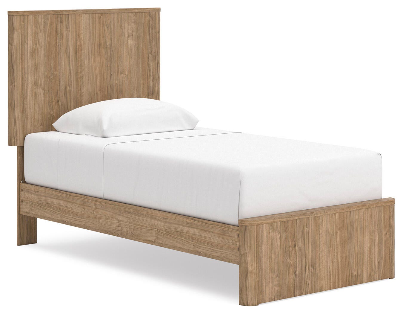 Gramburg Warm Natural Brown Twin Panel Platform Bed- Viva Furn