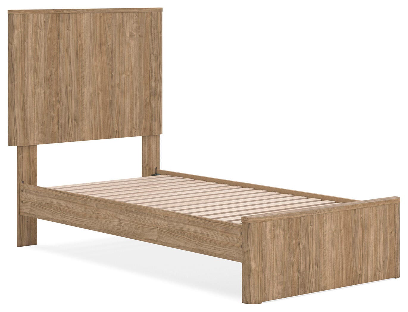 Gramburg Warm Natural Brown Twin Panel Platform Bed- Viva Furn