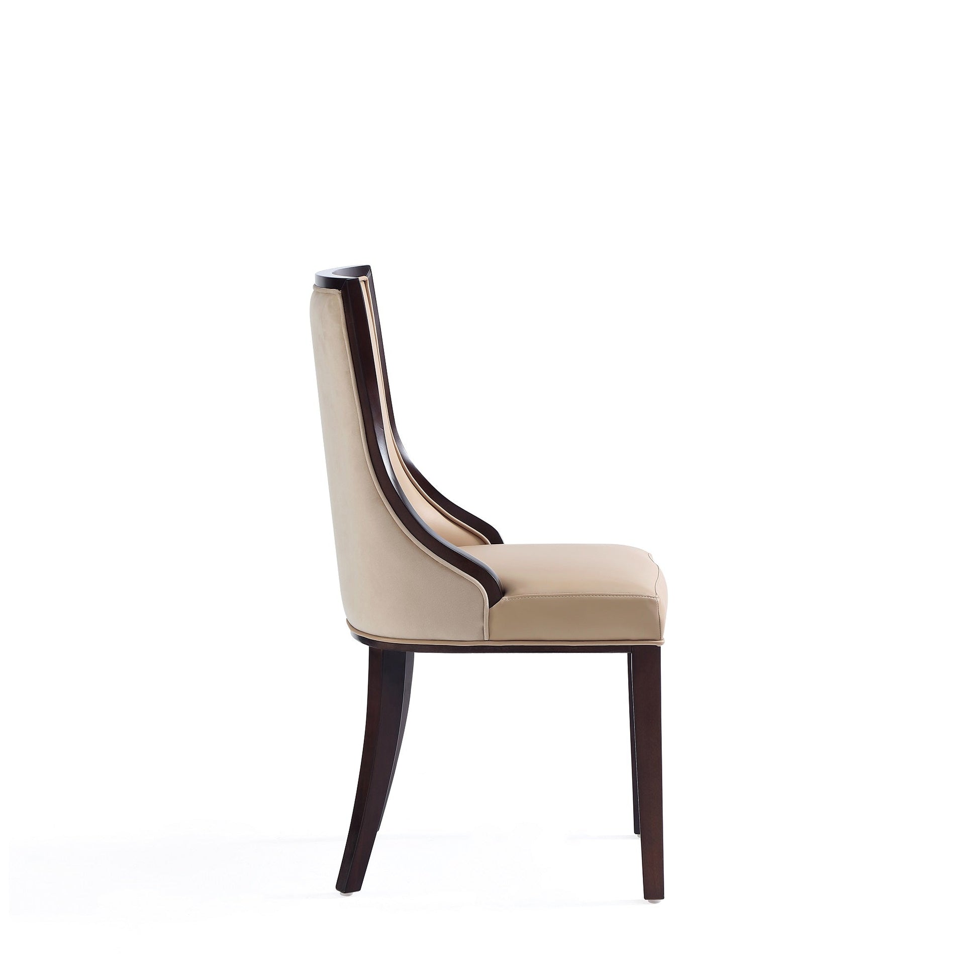 Grand Faux Leather and Velvet Dining Chair in Tan (set of 2) - Ornate Home