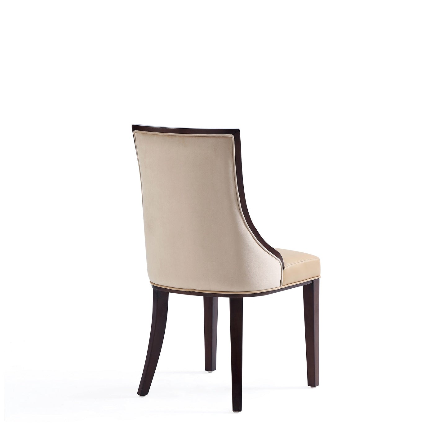 Grand Faux Leather and Velvet Dining Chair in Tan (set of 4) - Ornate Home