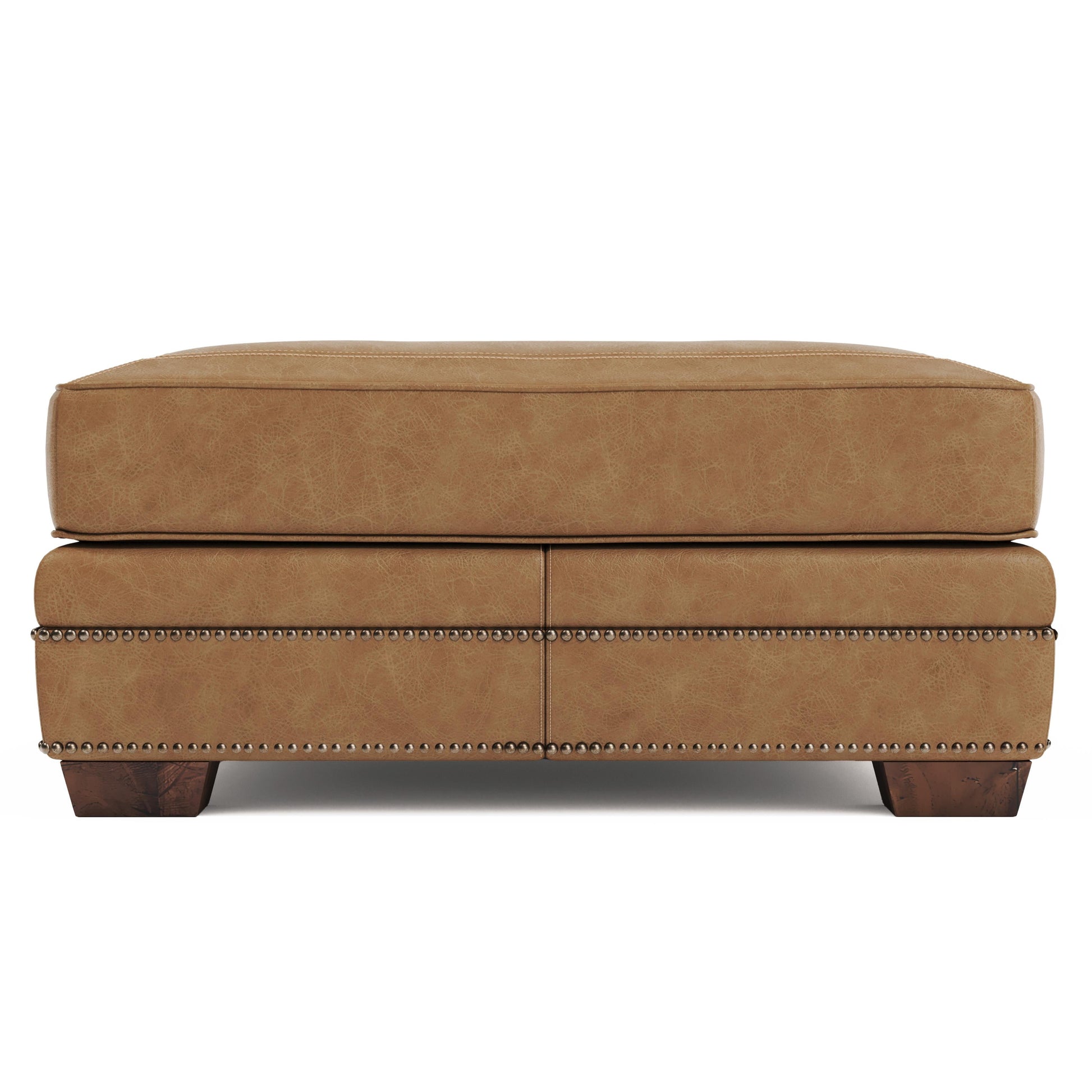 Grandview Brown Leather Ottoman - Ornate Home