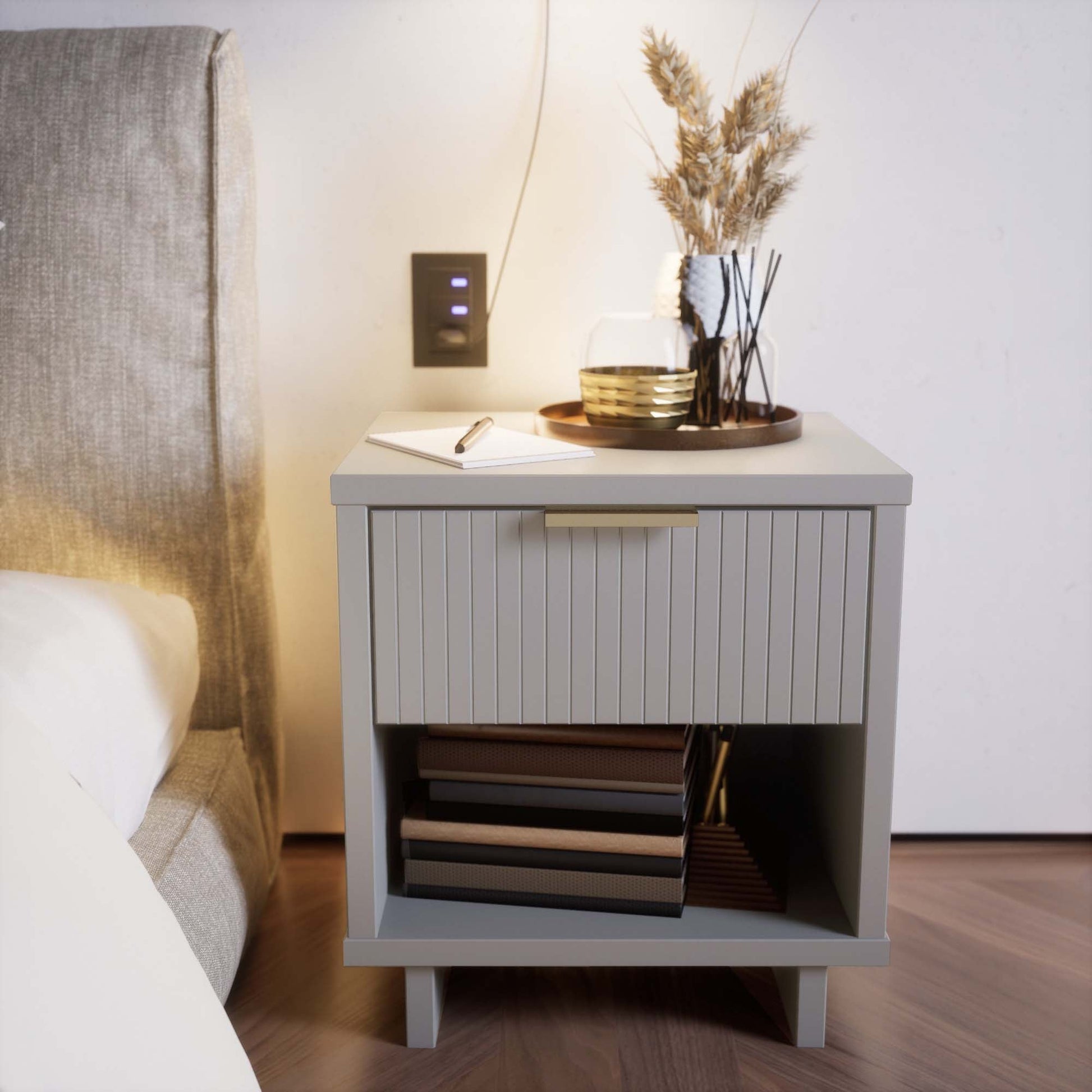 Granville Nightstand 1.0 in Light Grey - Ornate Home