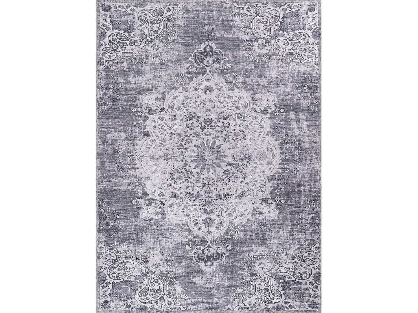 Rain Gray/White Modern Bohemian Non-Slip Indoor Area Rugs - Ornate Home