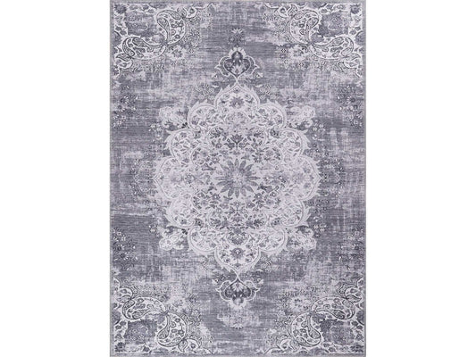 Rain Gray/White Modern Bohemian Non-Slip Indoor Area Rugs - Ornate Home