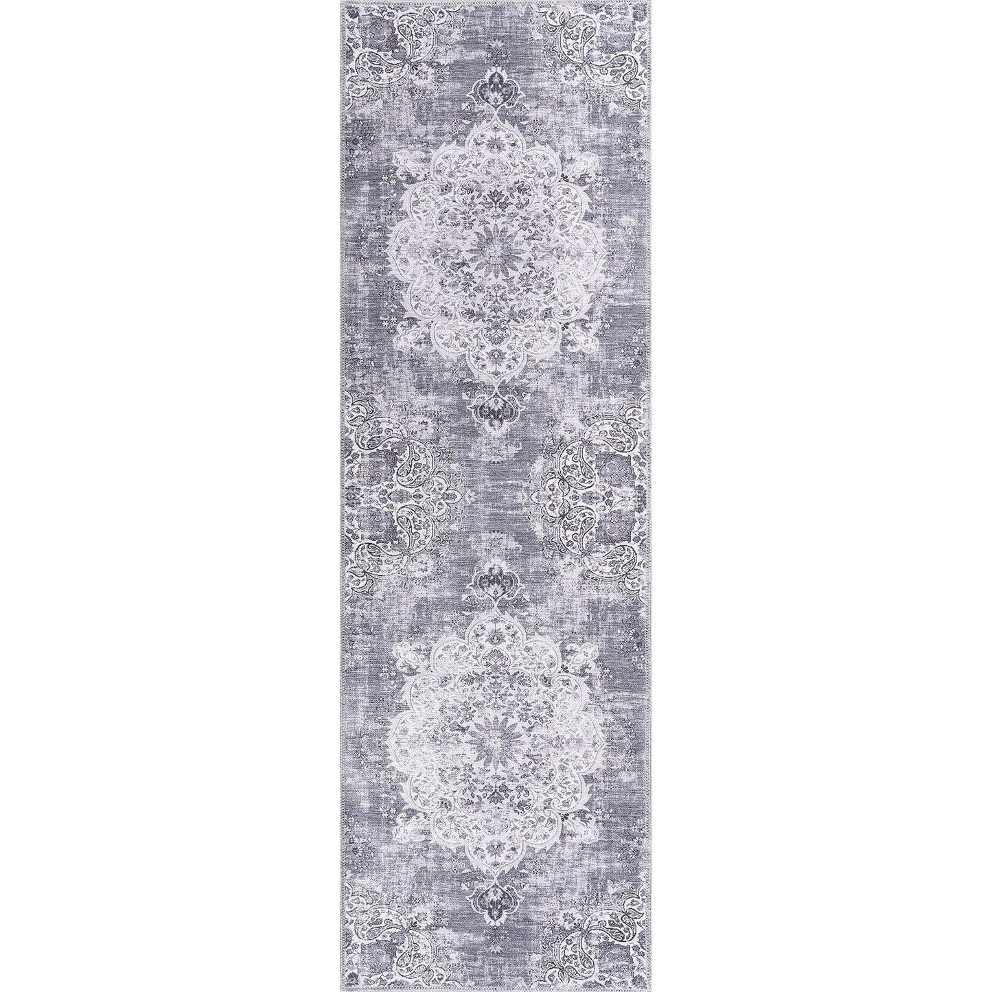 Rain Gray/White Modern Bohemian Non-Slip Indoor Area Rugs - Ornate Home