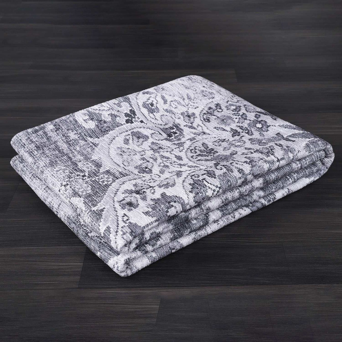 Rain Gray/White Modern Bohemian Non-Slip Indoor Area Rugs - Ornate Home