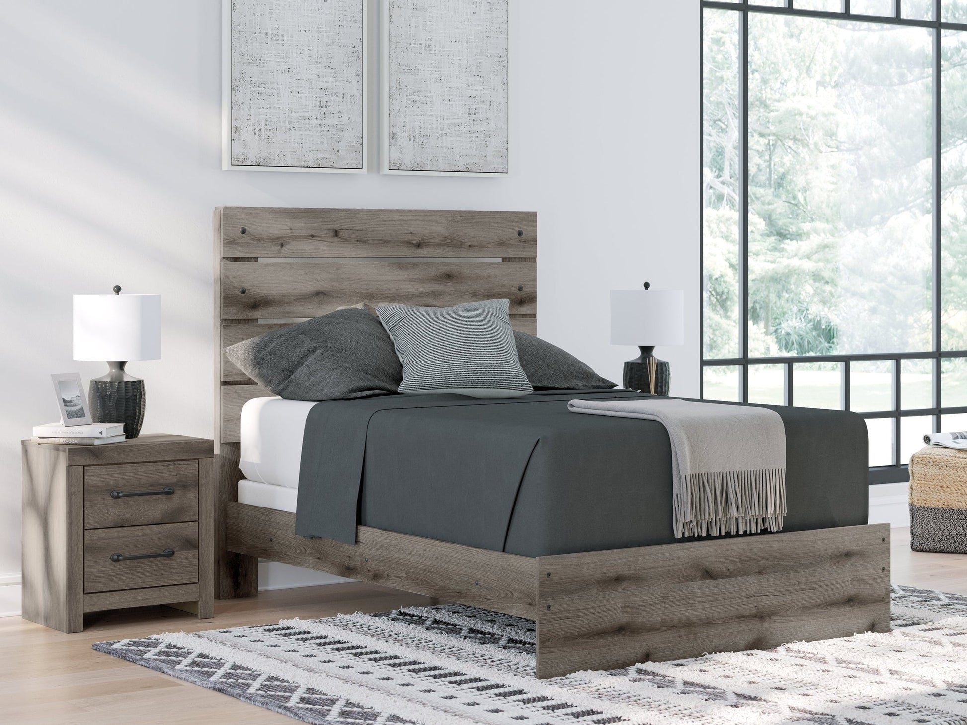 Graystorm Brown Gray Full Panel Youth Bed- Viva Furn