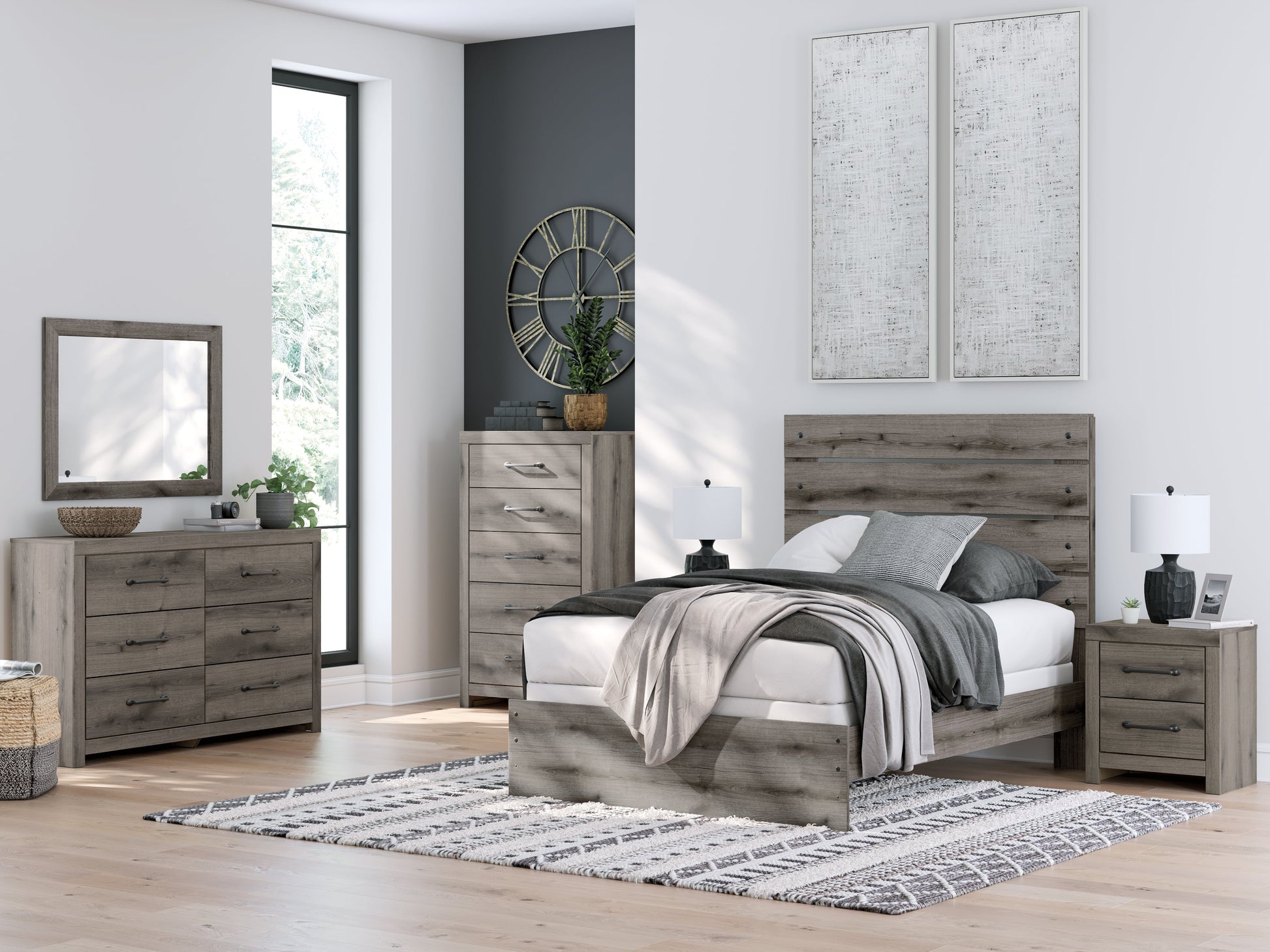 Graystorm Brown Gray Full Panel Youth Bed- Viva Furn