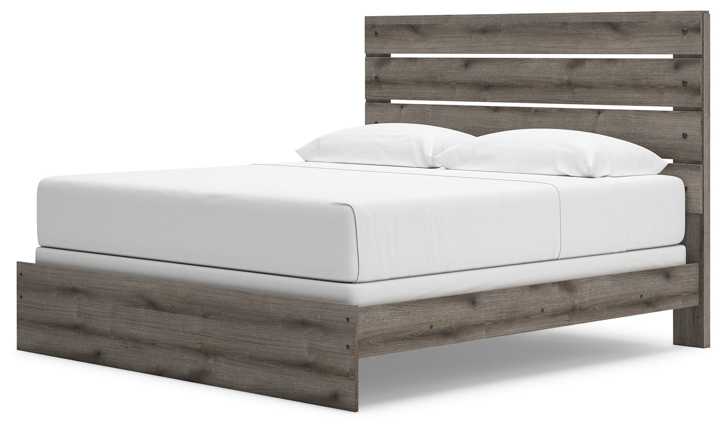 Graystorm Brown Gray King Panel Bed- Viva Furn